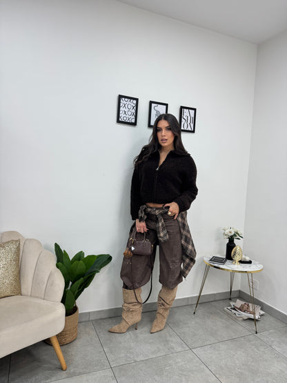 Cardigan Casual Marrone