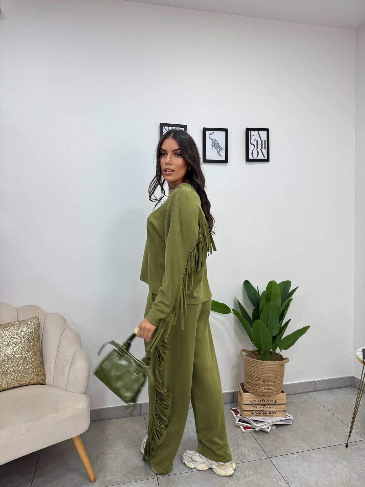 Pantalone Tuta Frange Verde