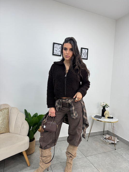 Cardigan Casual Marrone