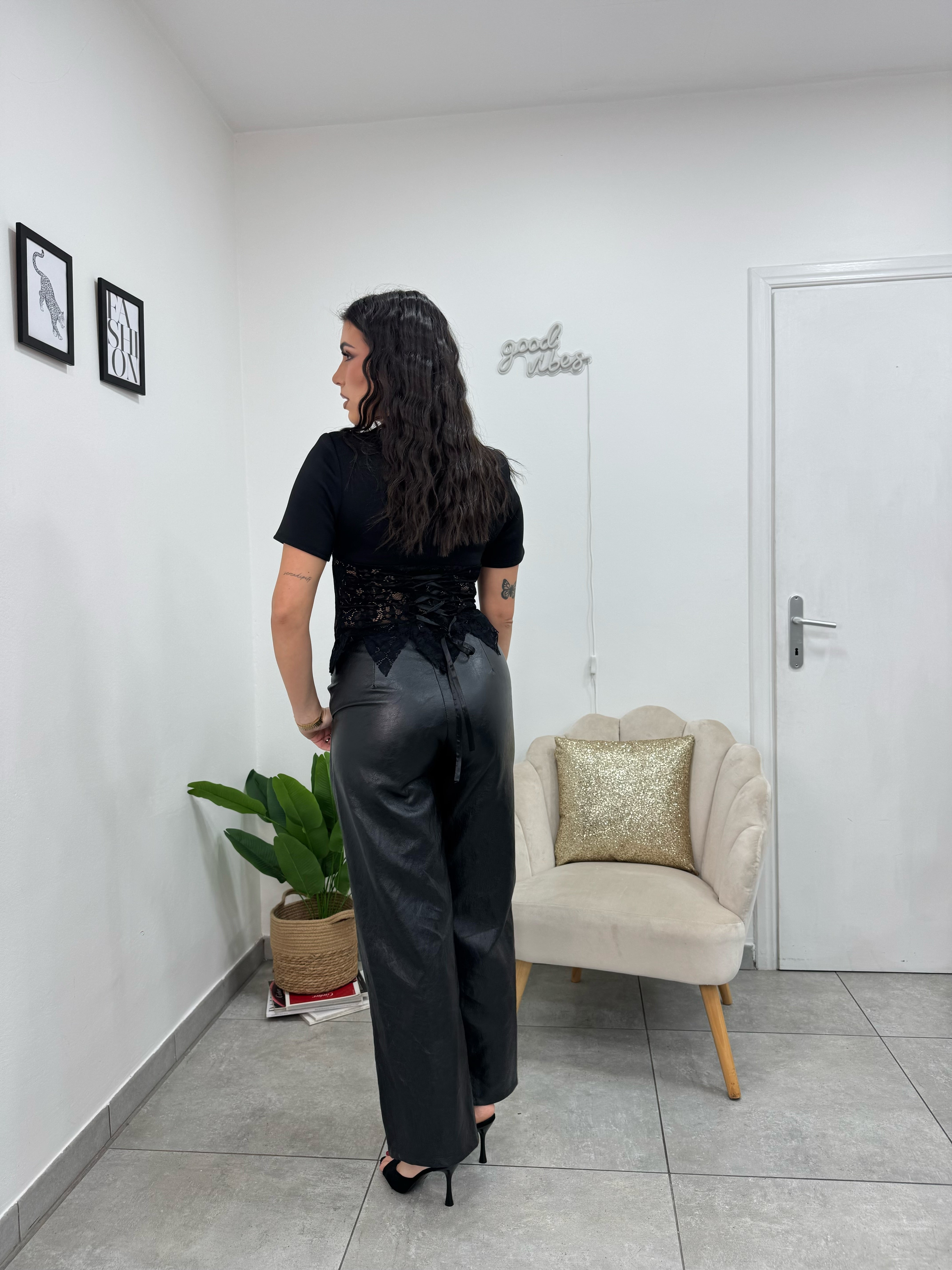 Pantaloni Ecopelle Nero