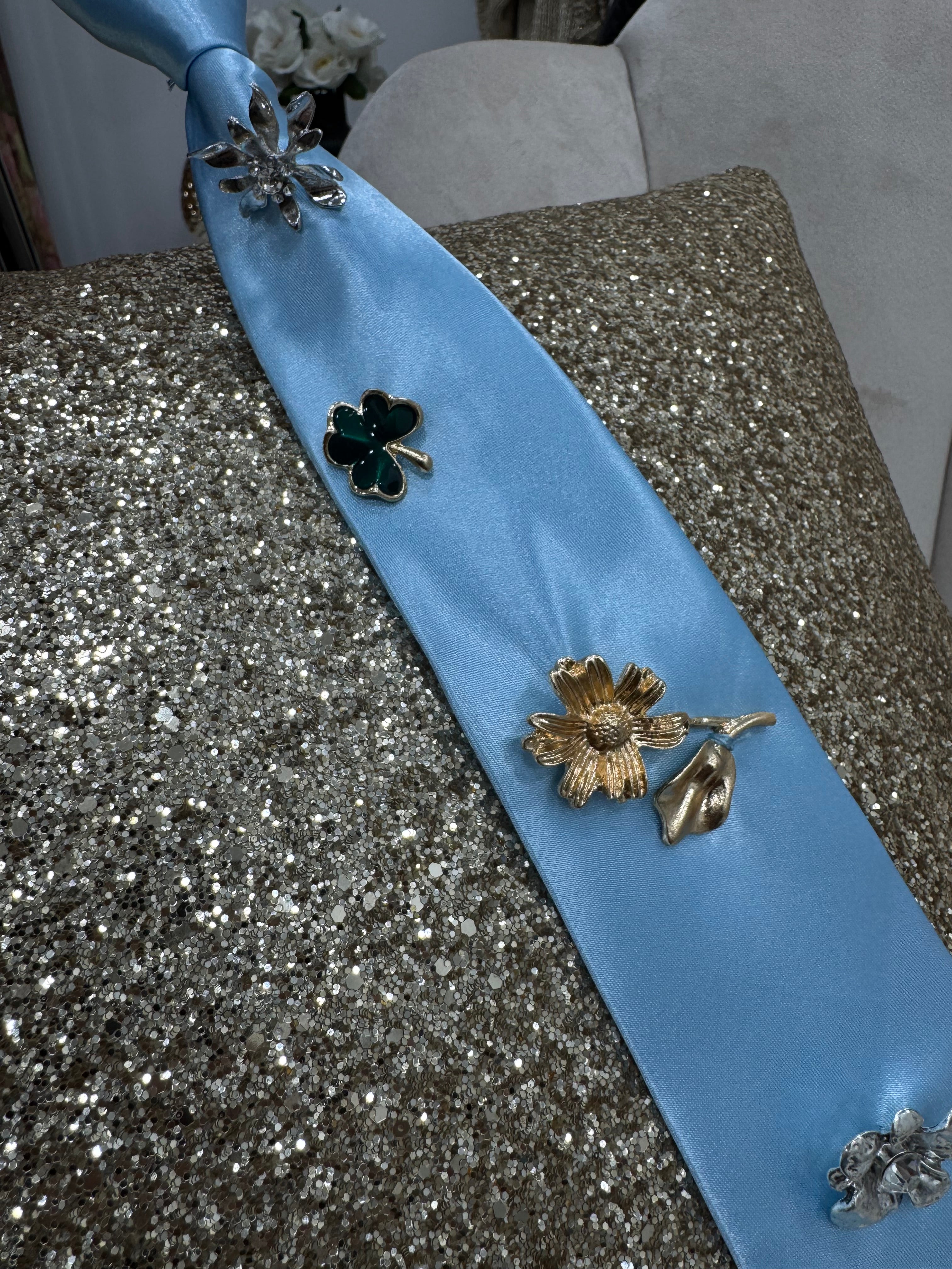 Cravatta Flowers Azzurra