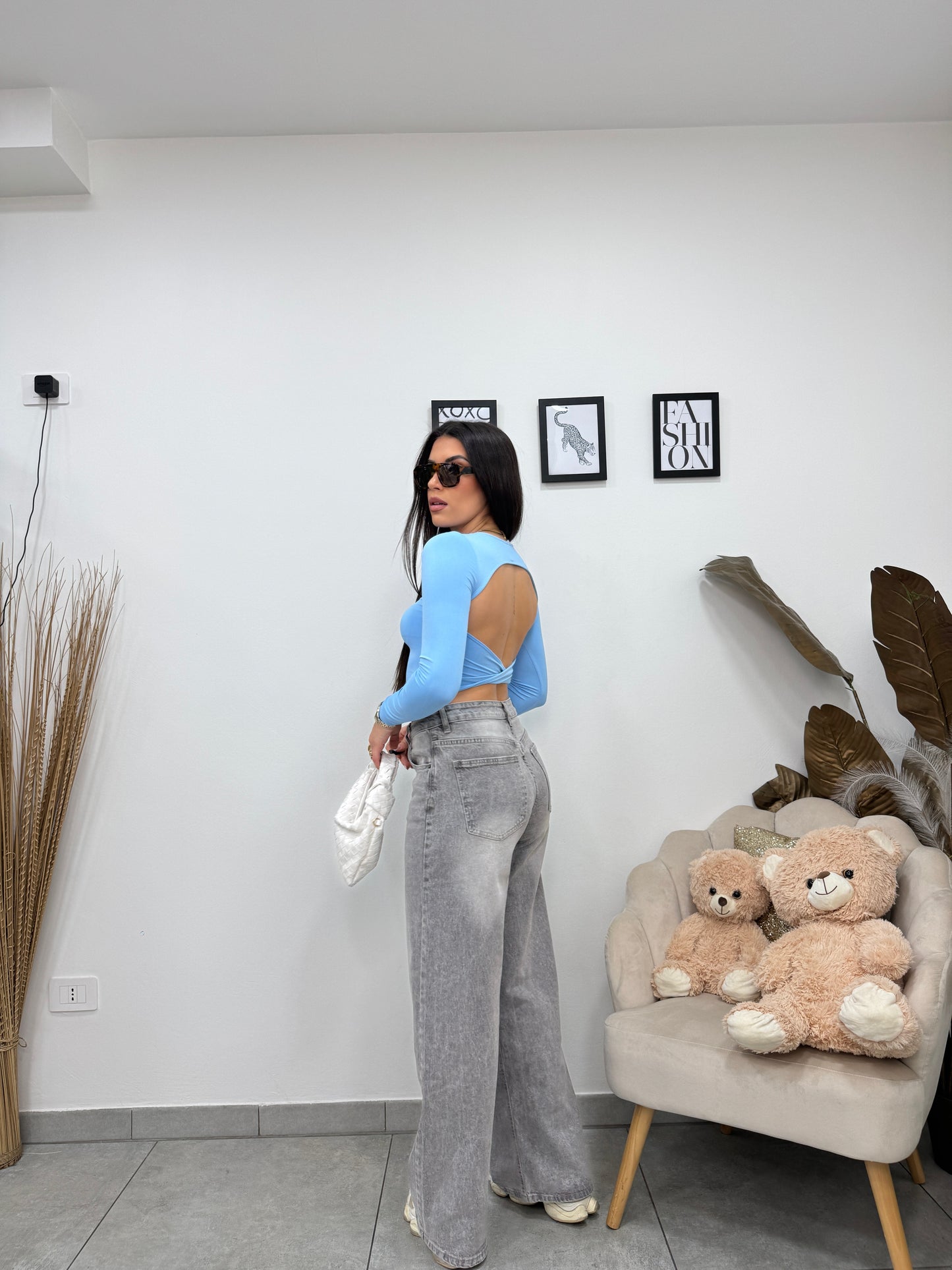 Maglia Crop Kendall Celeste
