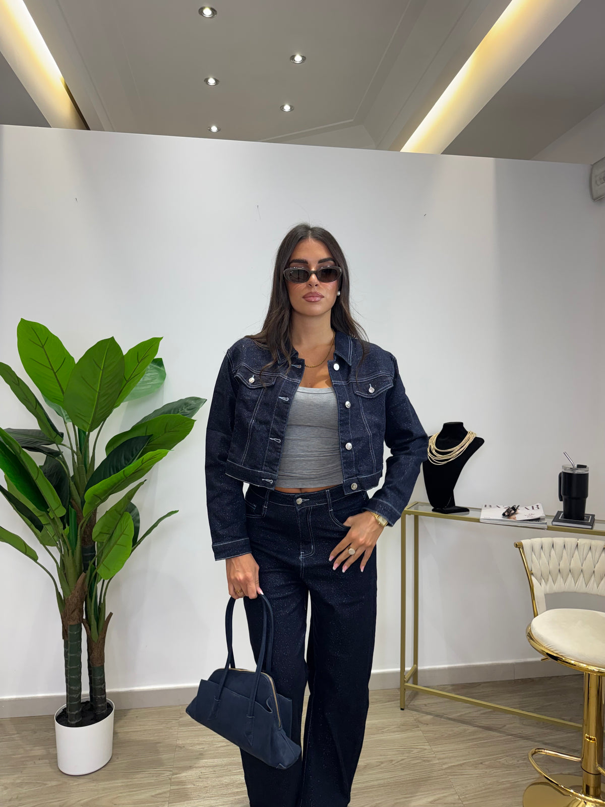 Giacca Blu Jeans Lurex