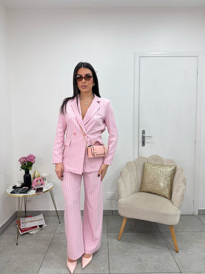 Pantalone Gessato Rosa