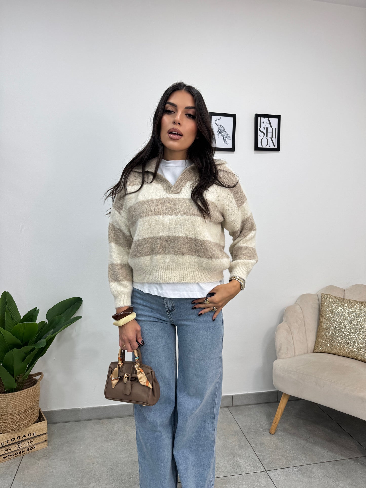 Pull Polo Beige Panna