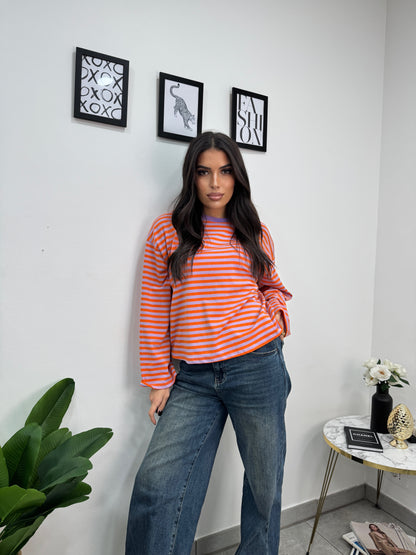 Maglia Righe Lilla Arancione