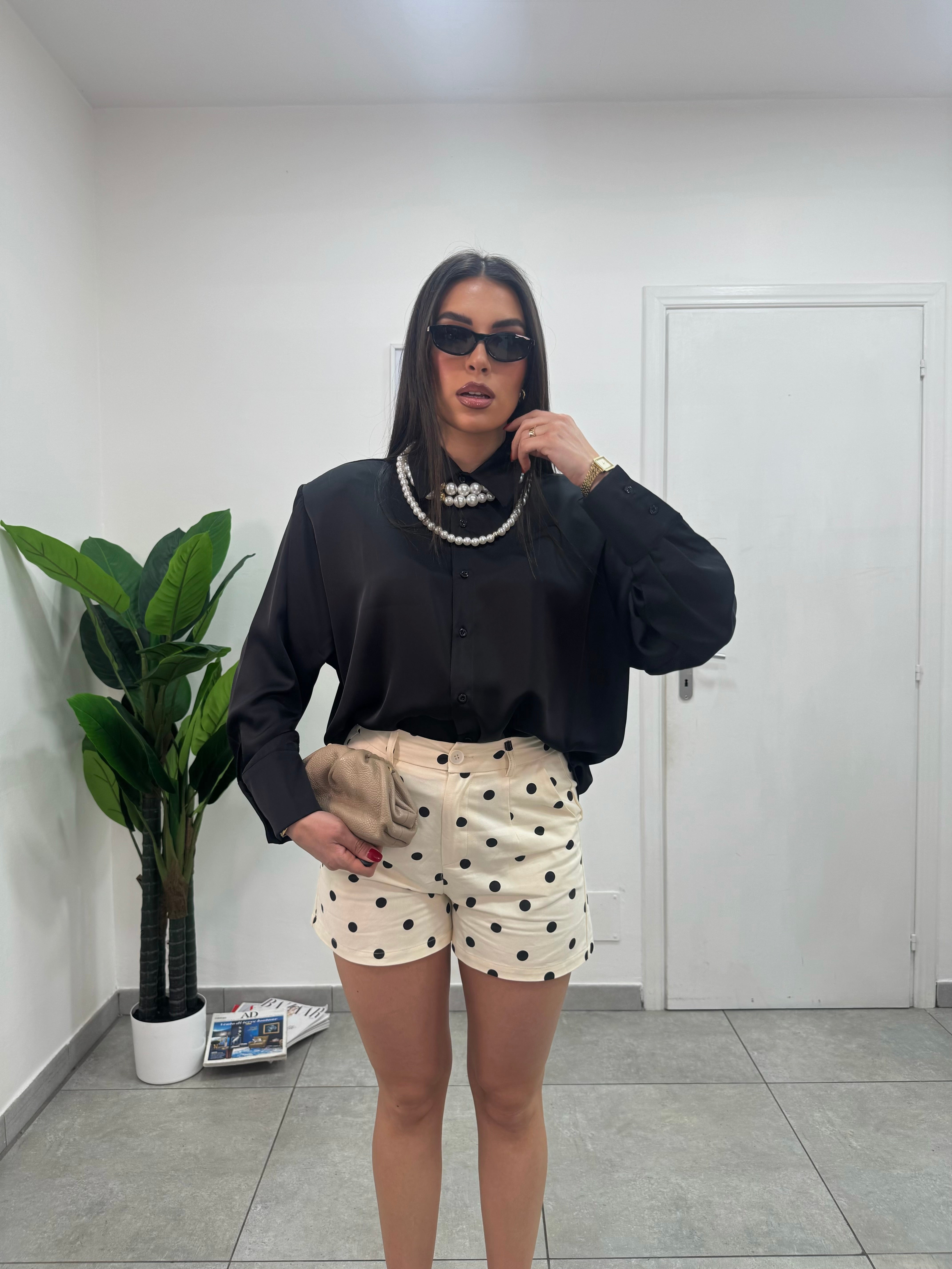 Shorts Pois Panna/Nero