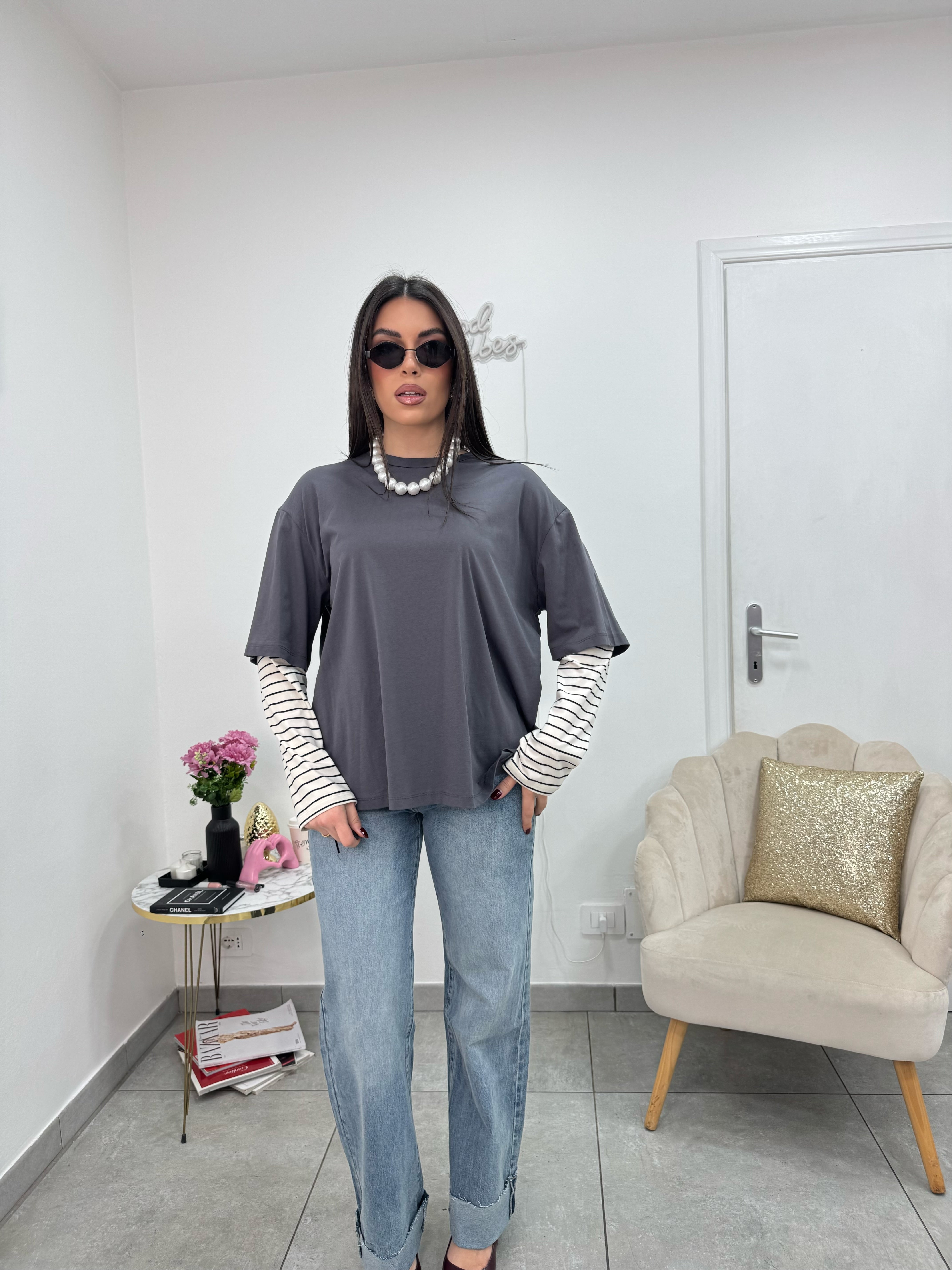 Double Longsleeve Grigia