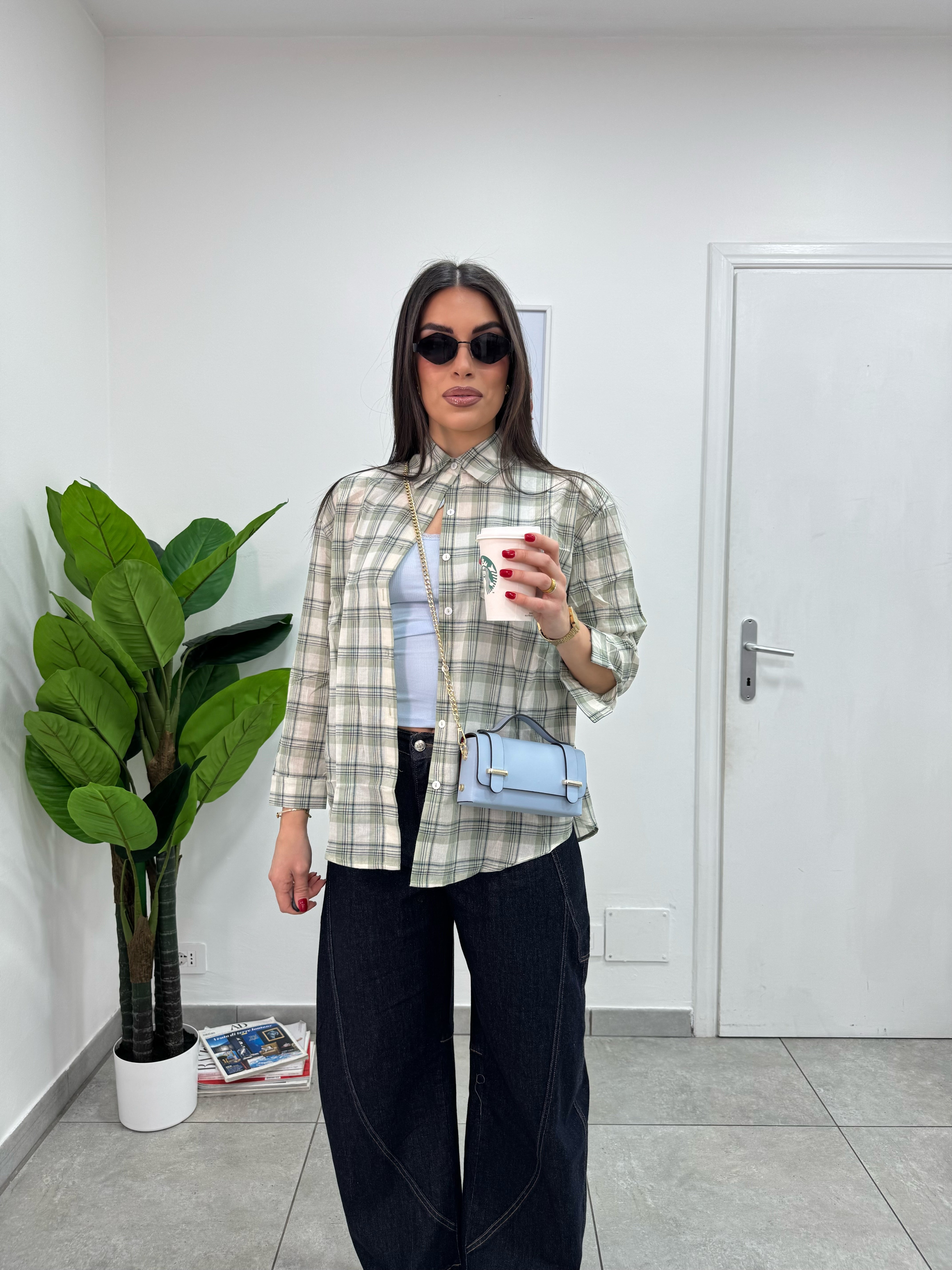 Camicia Jane Verde/Blu