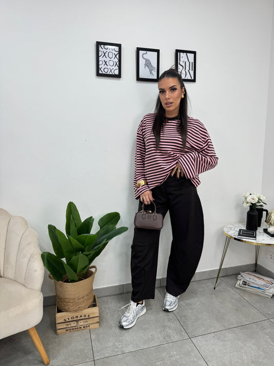 Maglia Righe Marrone Rosa