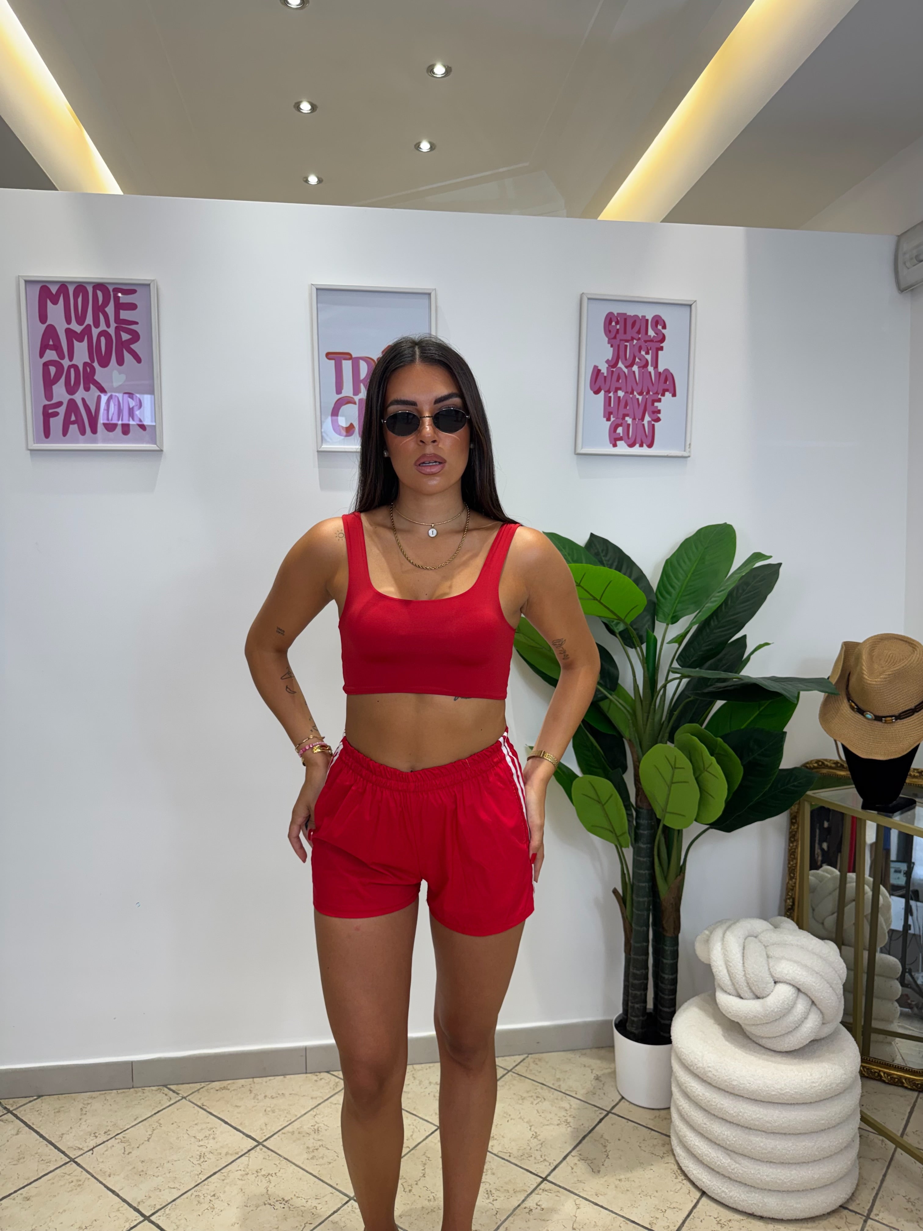 Crop Top Basic Rosso
