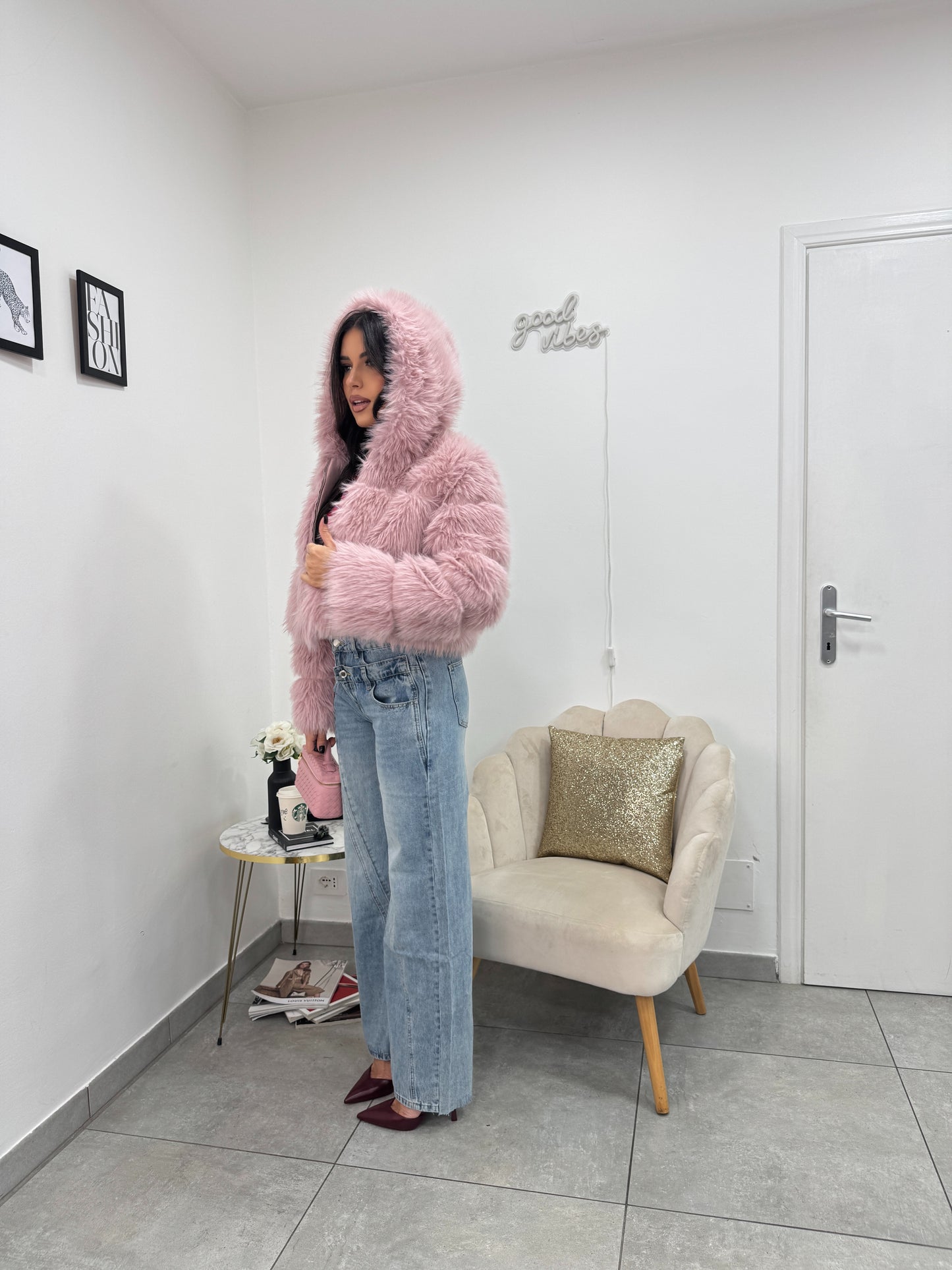 Ecopelliccia Crop Pink