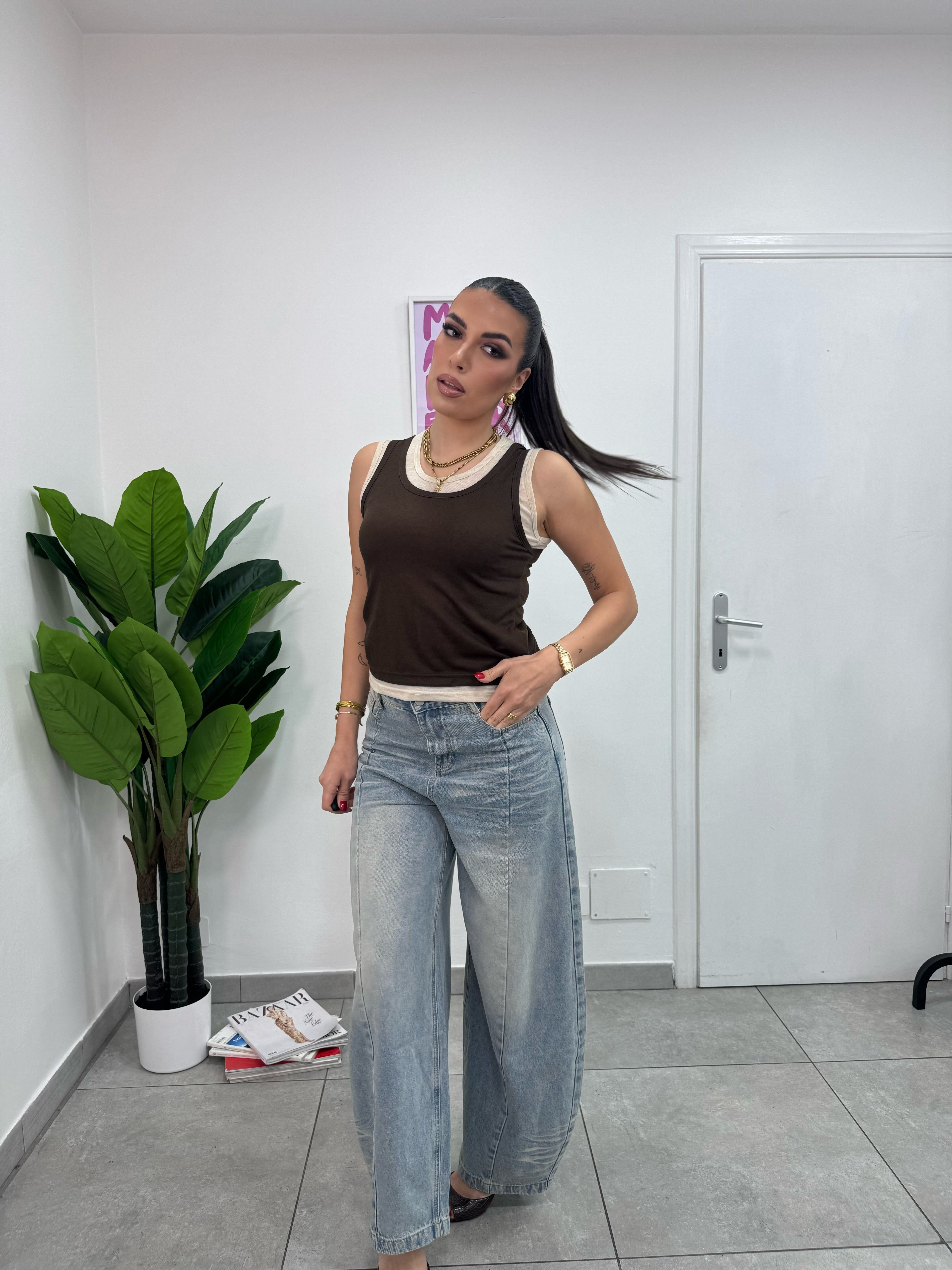 Canotta Illusion Marrone