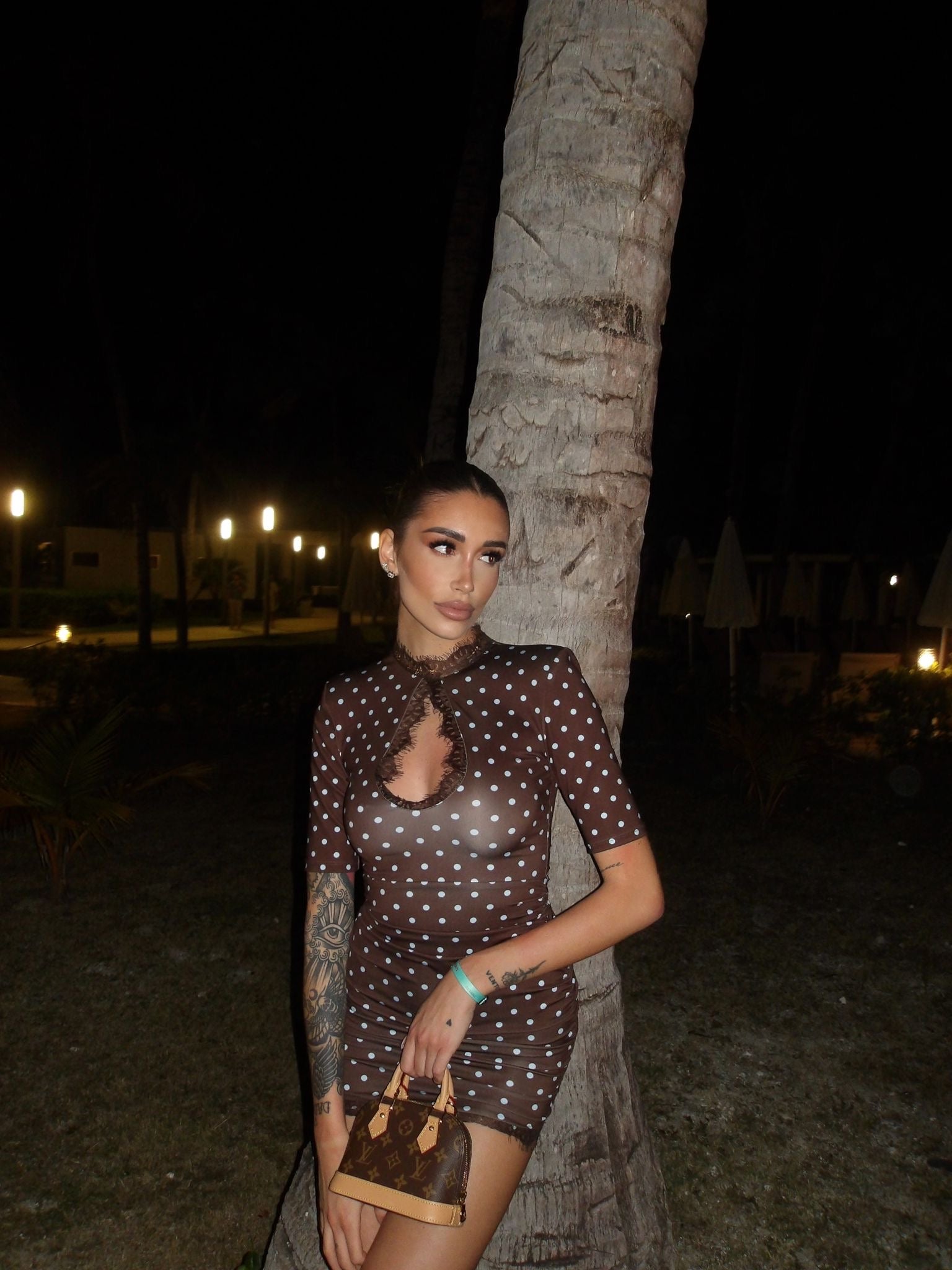 Abito Amelie Pois Marrone/Bianco