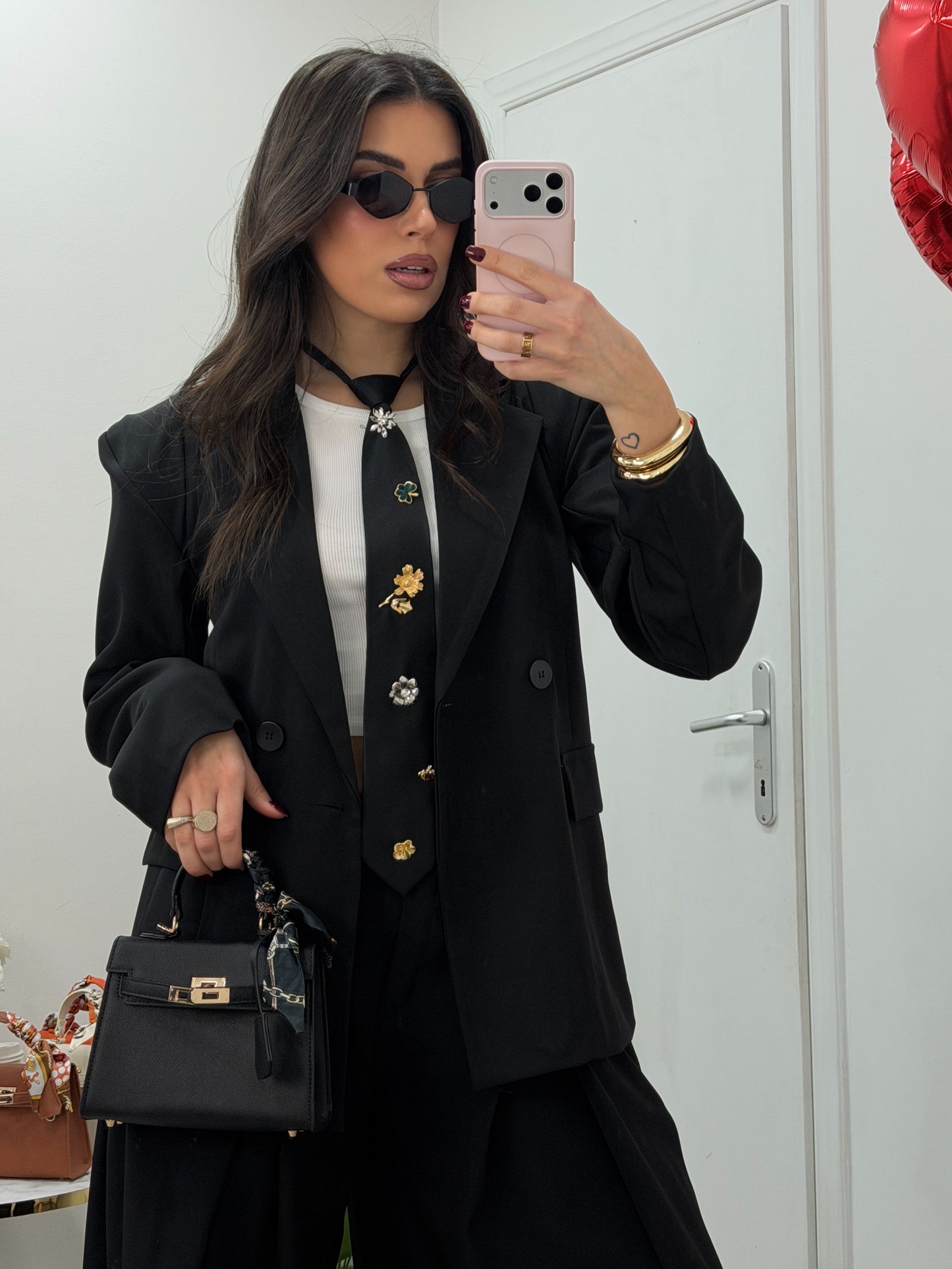 Cravatta Flowers Nera