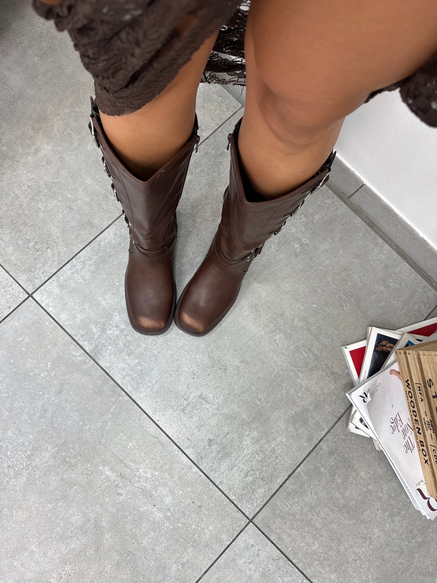 Stivali Biker Marroni