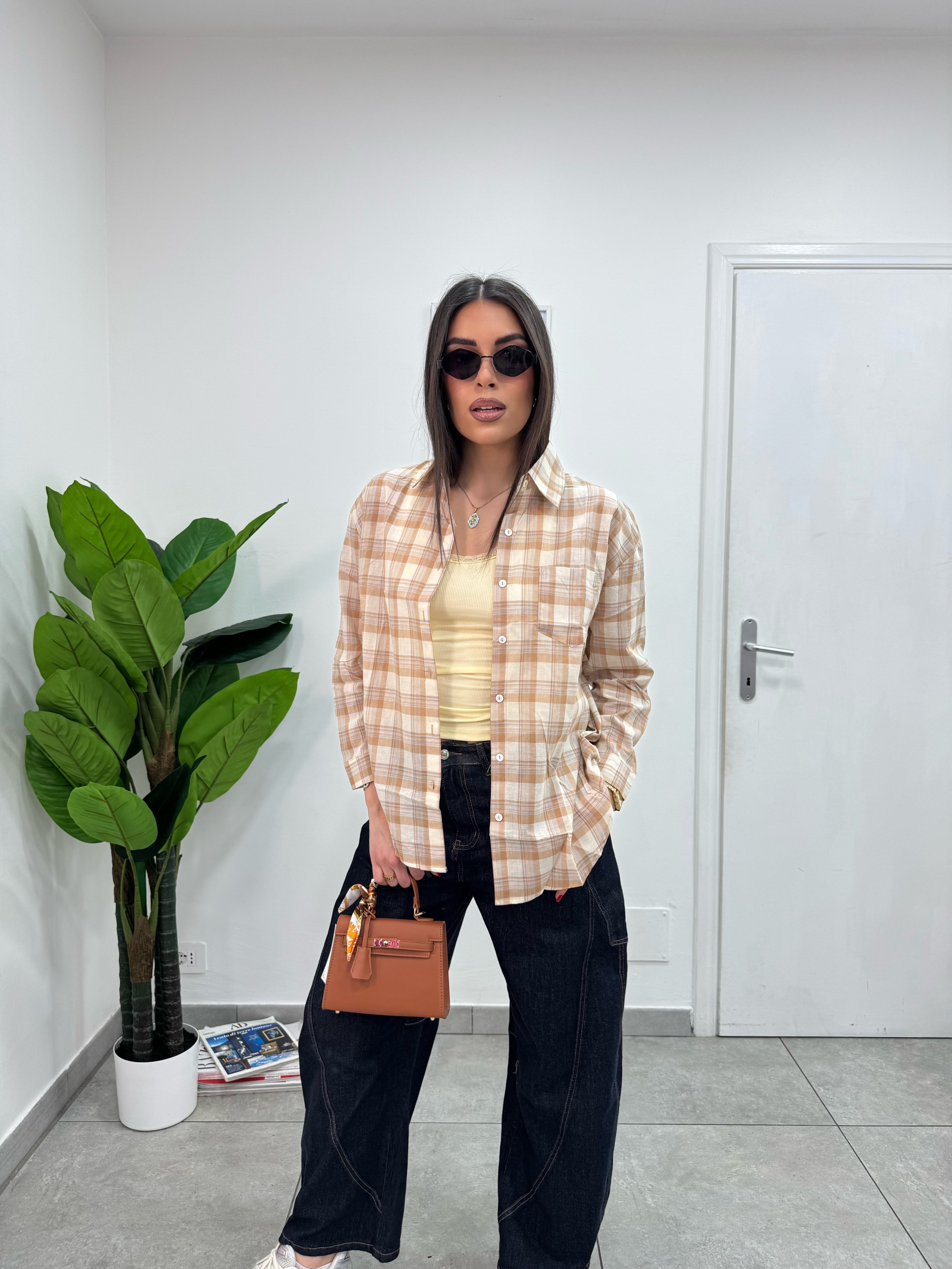 Camicia Jane Camel/Celeste