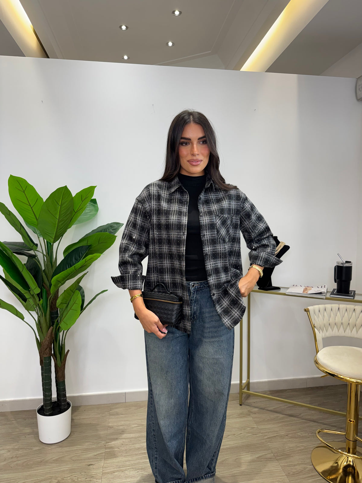 Camicia Quadri Nera