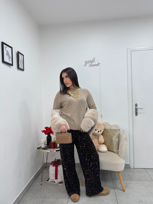 Pantalone Palazzo Party Marrone