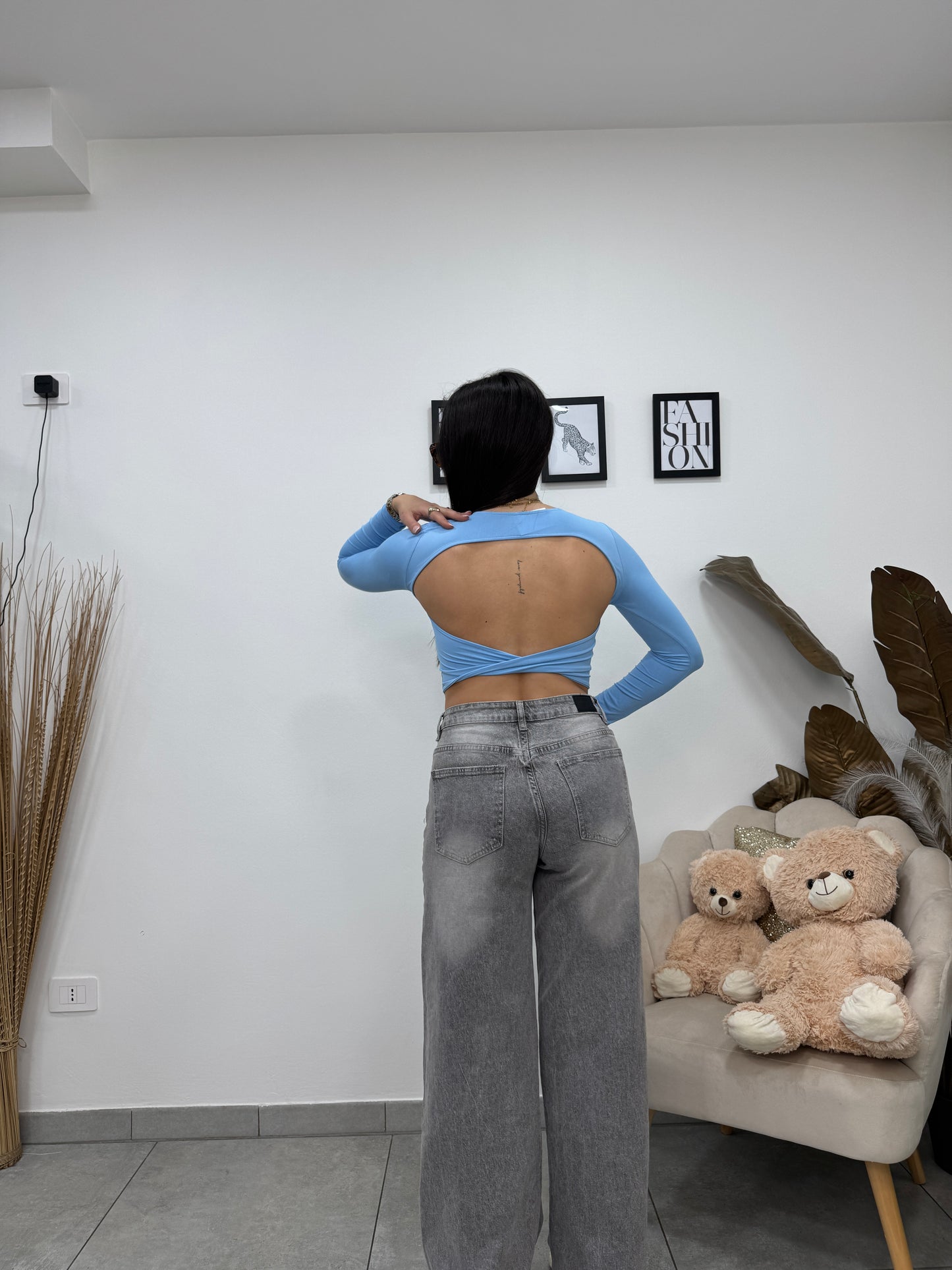 Maglia Crop Kendall Celeste