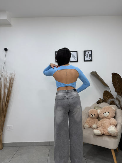 Maglia Crop Kendall Celeste