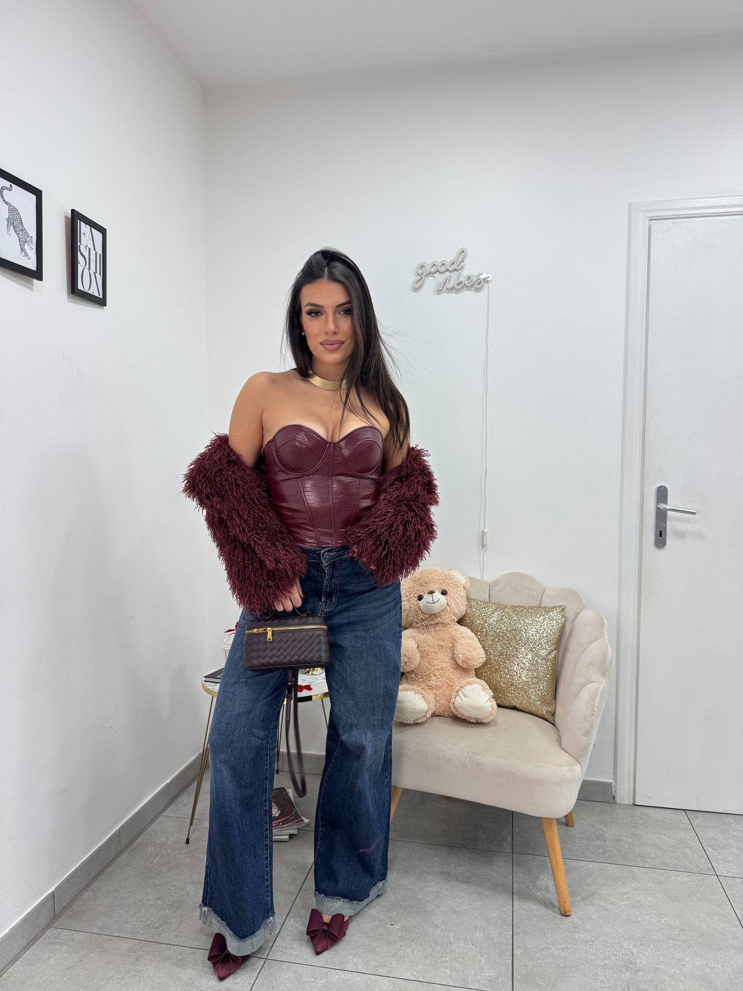 Corsetto Croc Bordeaux