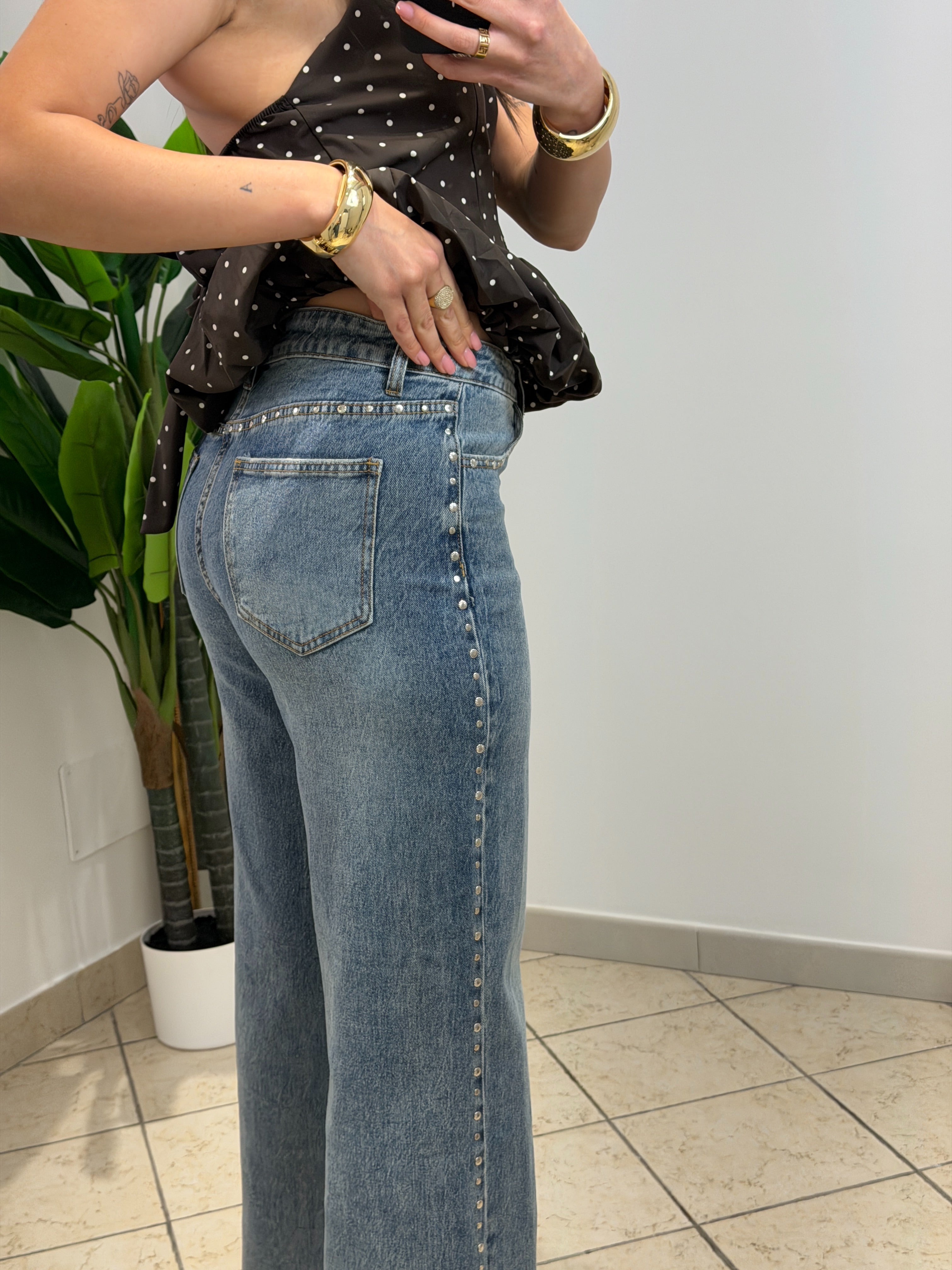 Jeans Wideleg Studs