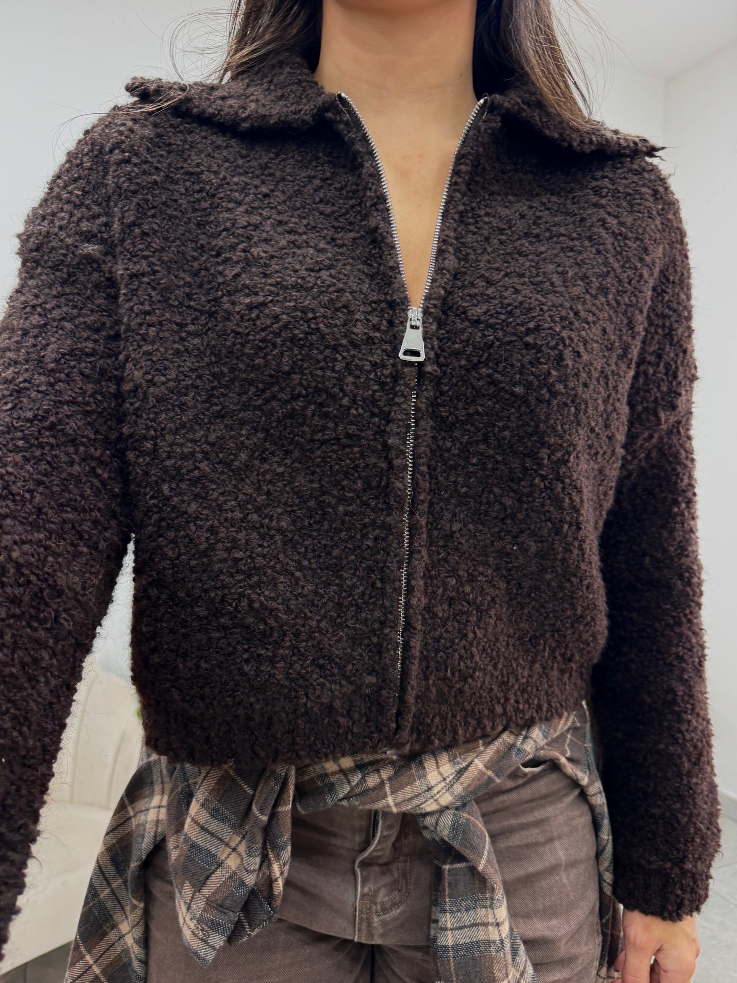 Cardigan Casual Marrone