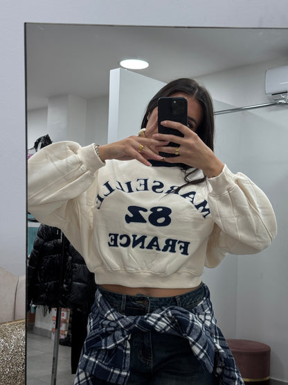 Felpa Marsiglia Panna/Blu