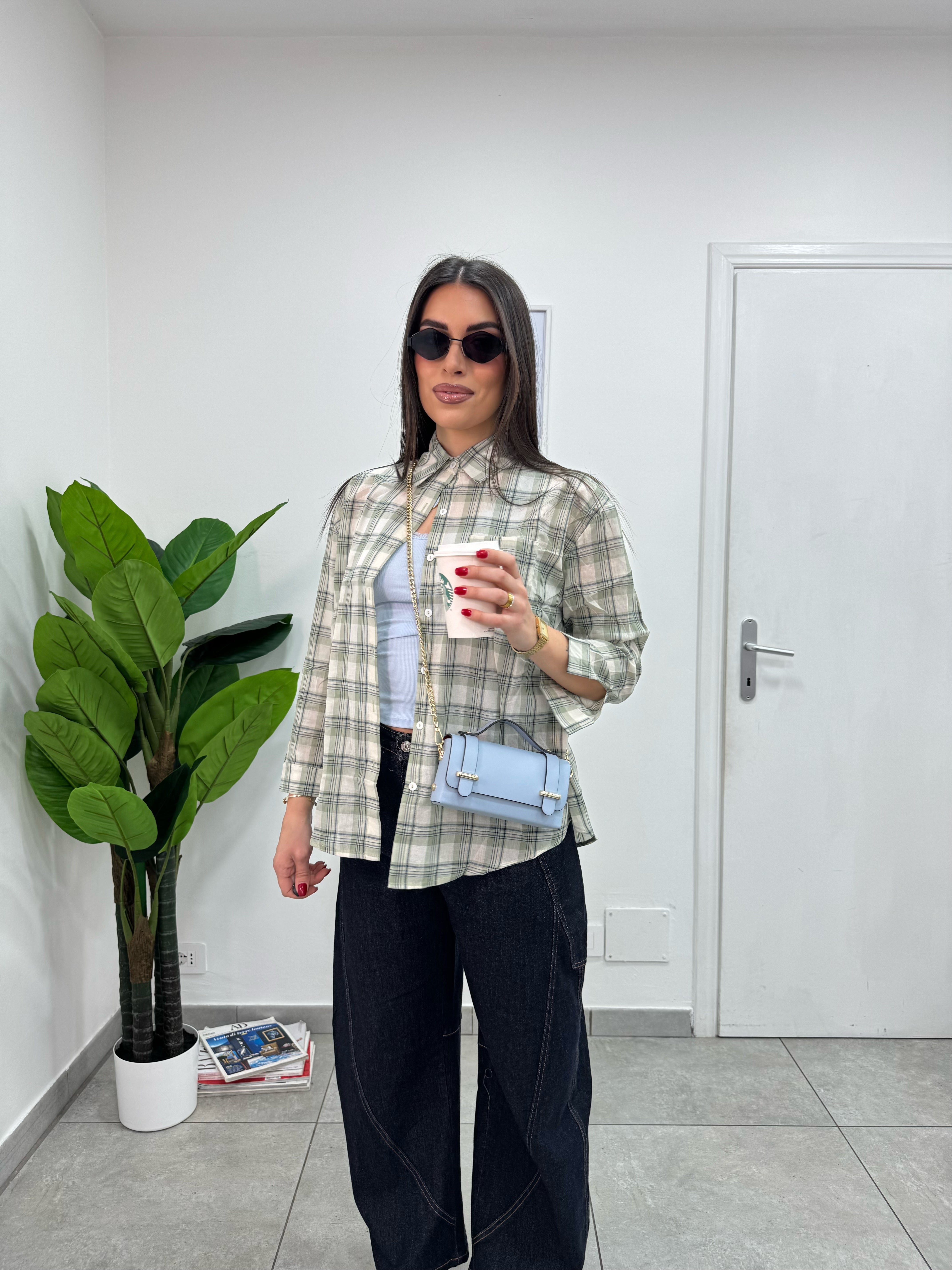 Camicia Jane Verde/Blu