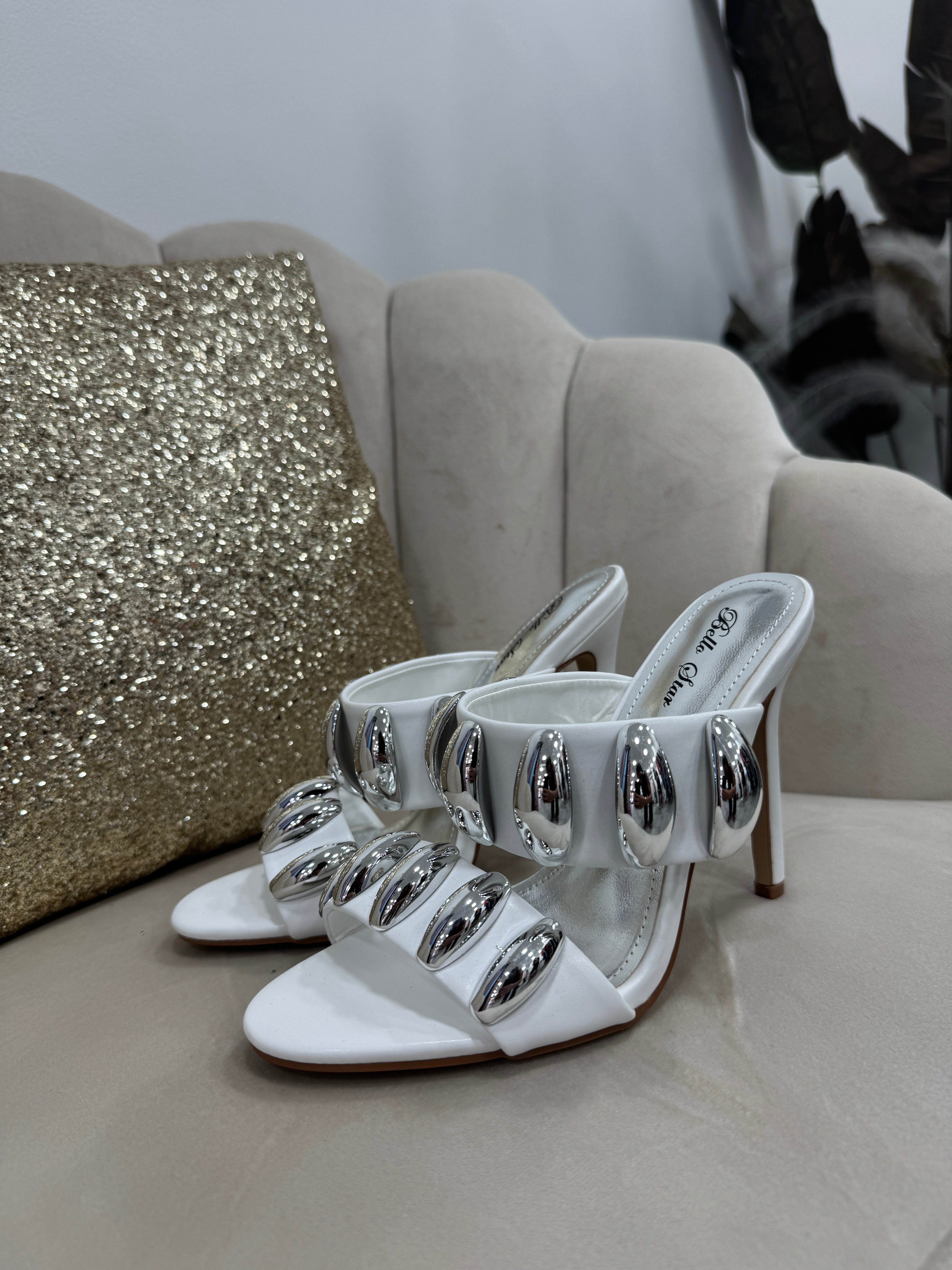 Sandali Borchie White