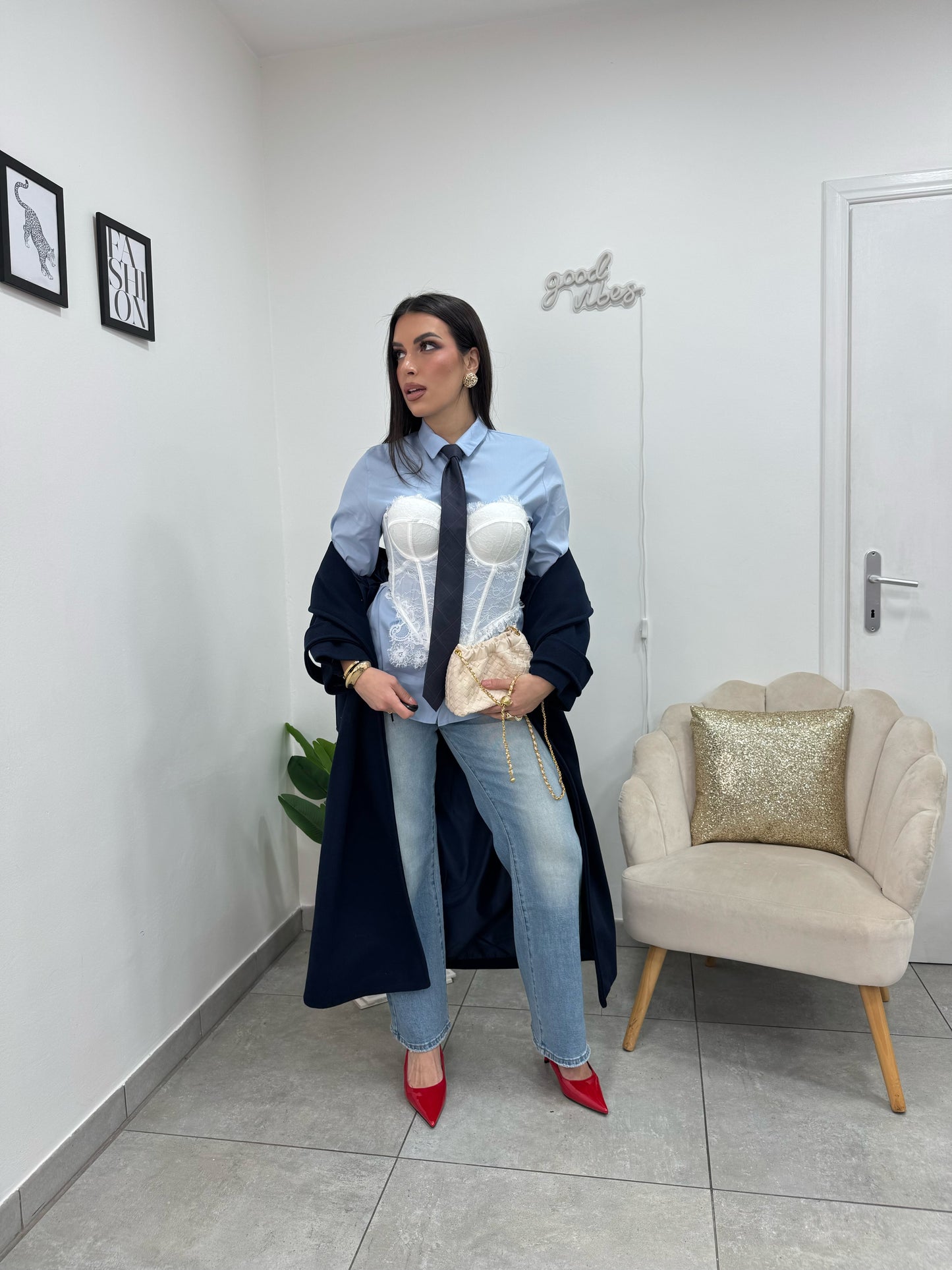 Camicia Cotone Celeste