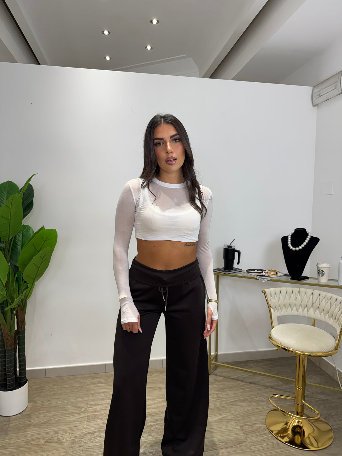 Maglia Crop Doppiata Bianca