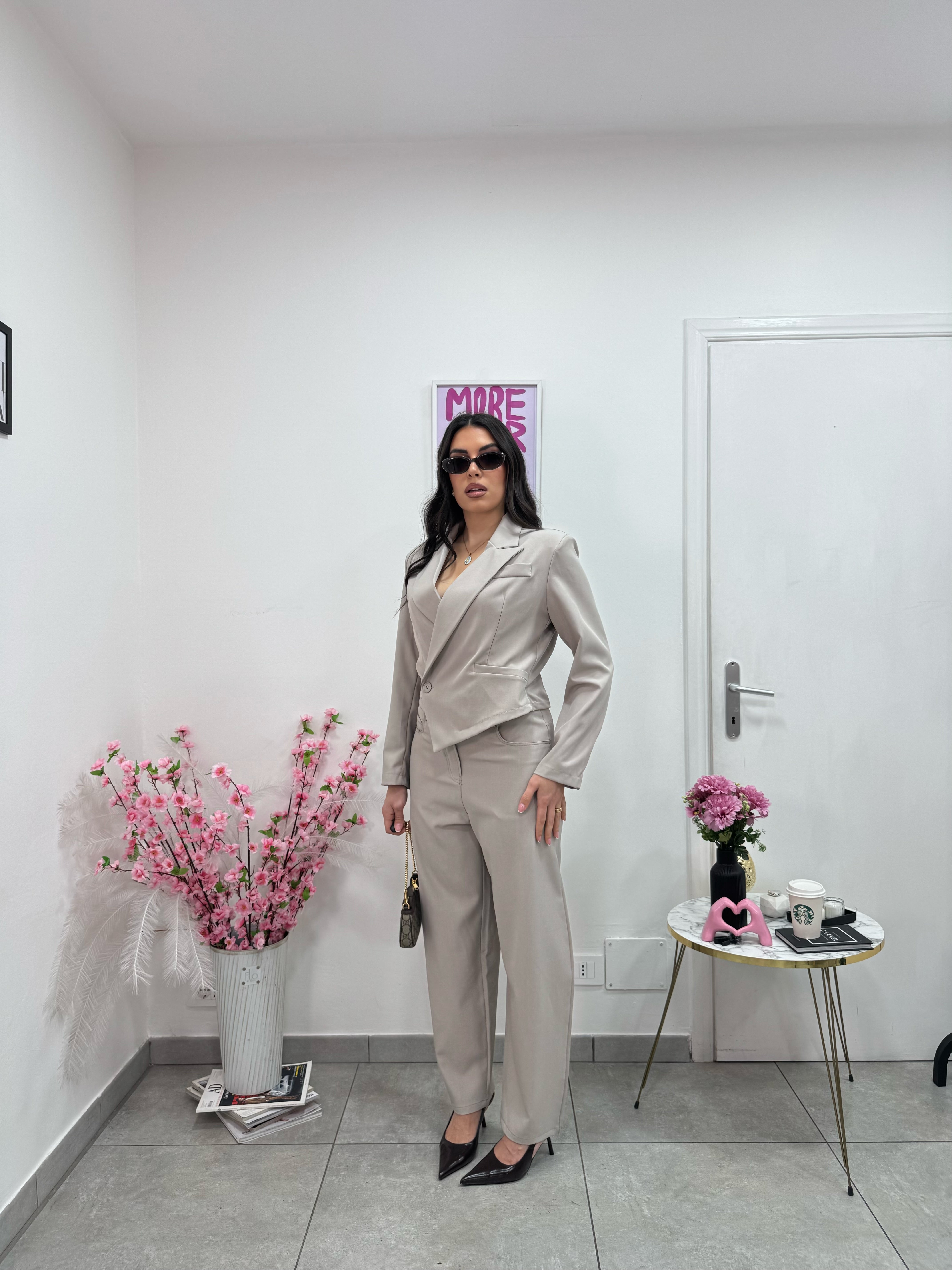 Giacca Crop Iris Tortora