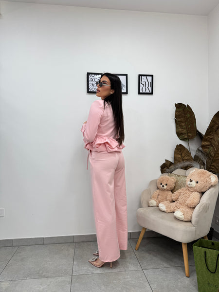 Blazer Crop Rouches Rosa