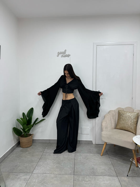 Camicia Crop Yasmine Nera