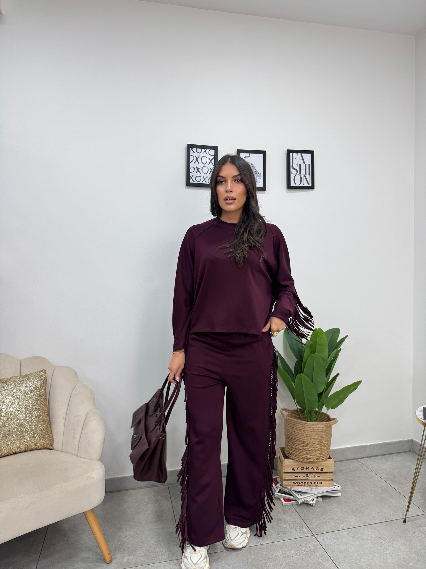 Pantalone Tuta Frange Burgundy