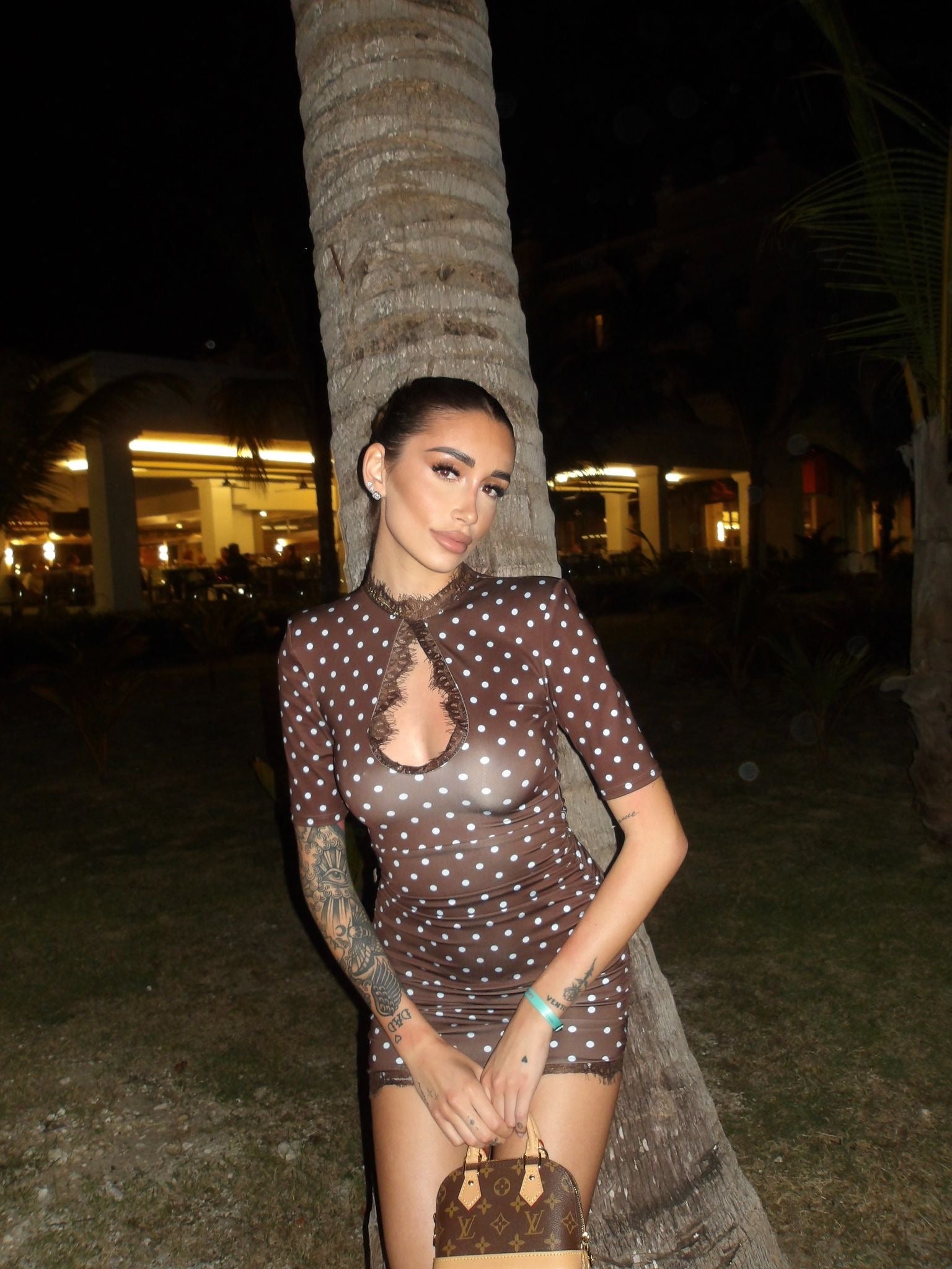 Abito Amelie Pois Marrone/Bianco