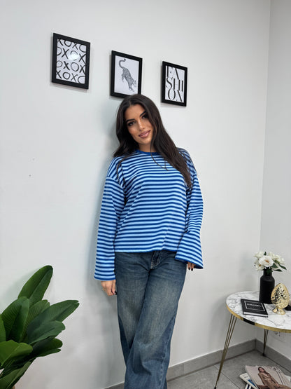 Maglia Righe Blu Azzurra