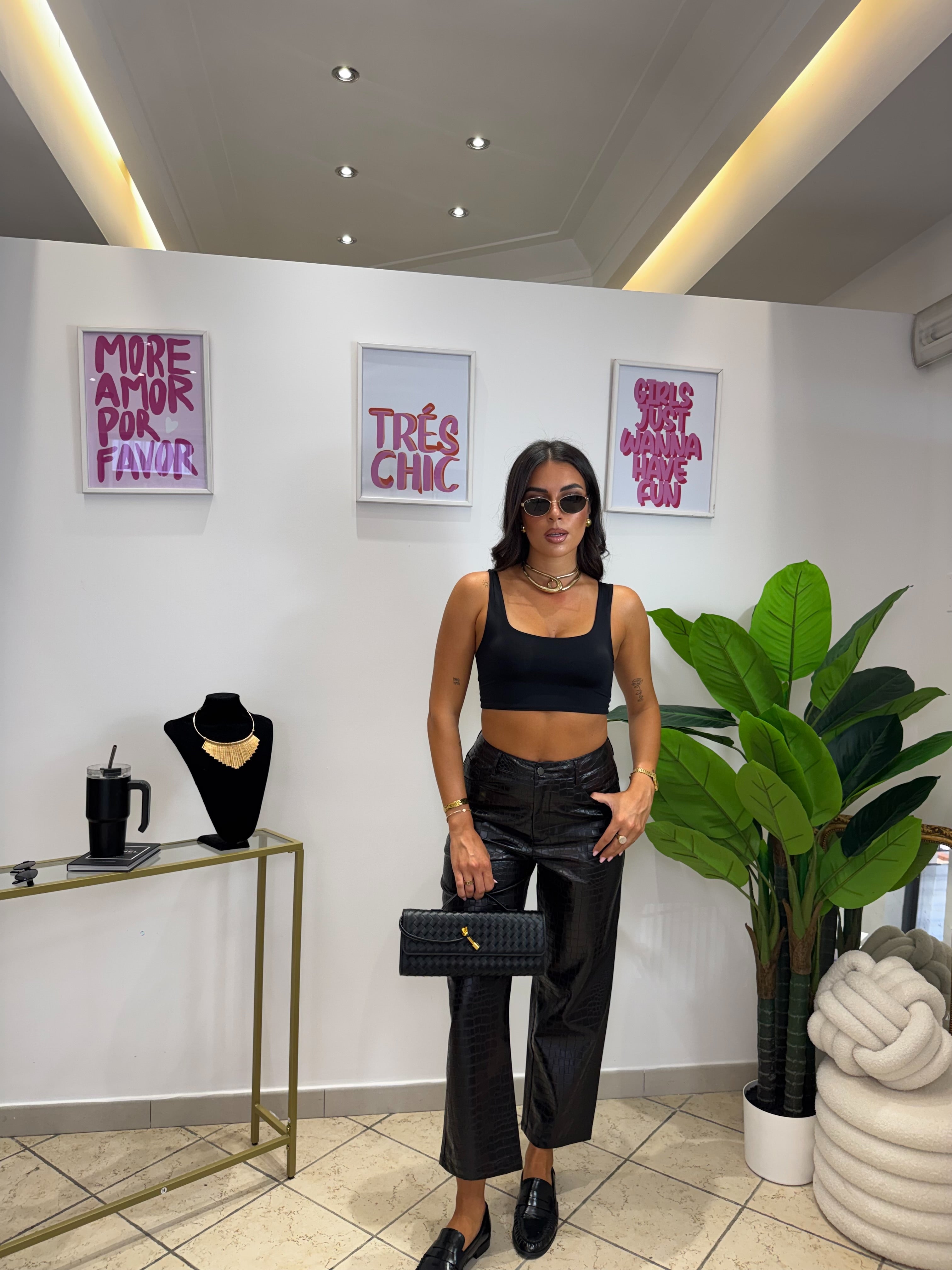 Crop Top Basic Nero