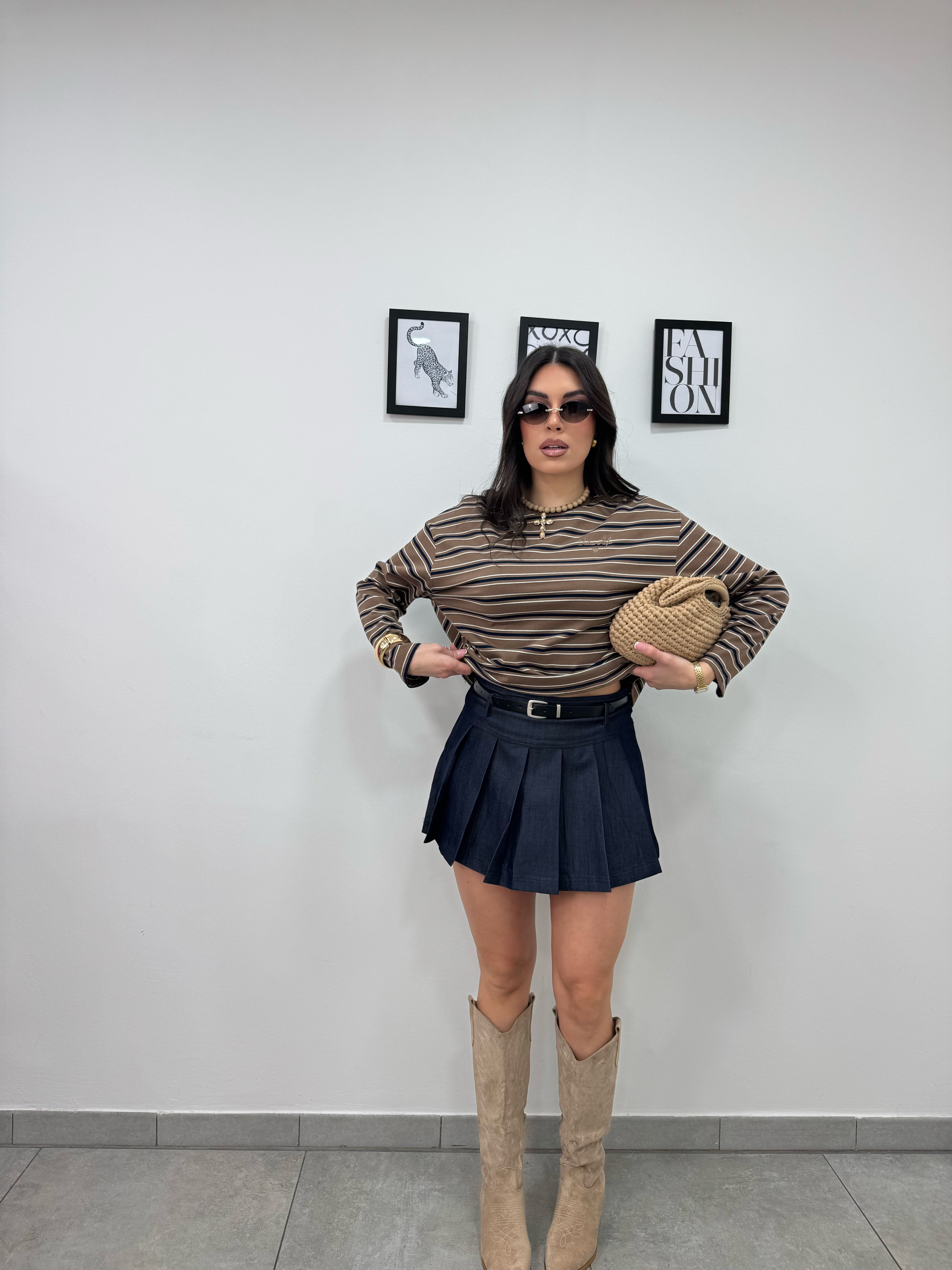 Gonna Plissé Denim