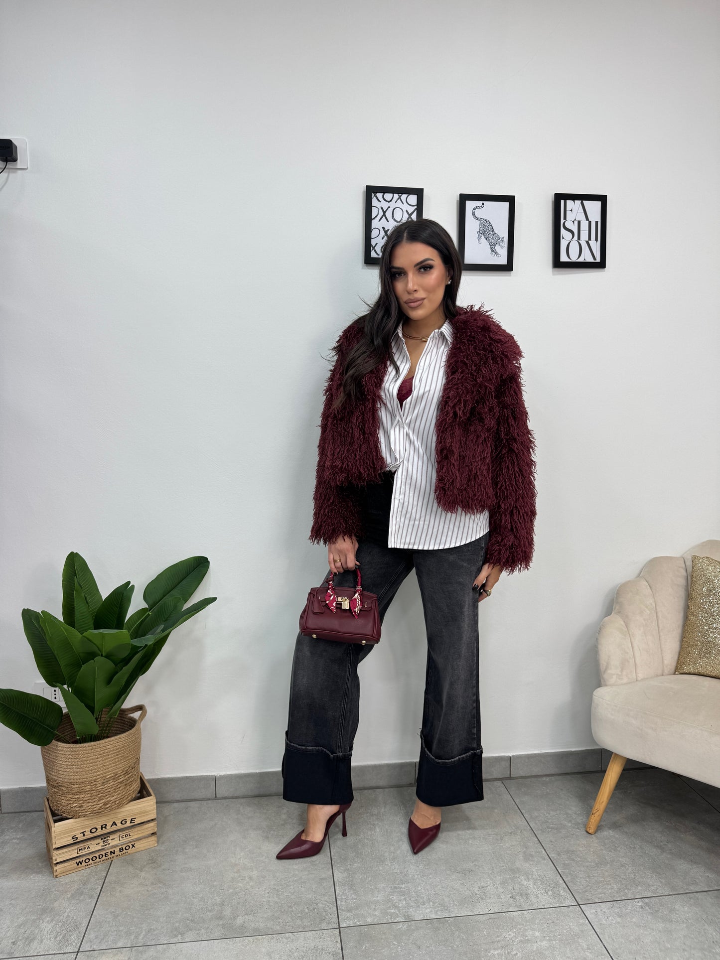 Ecopelliccia Crazy Bordeaux