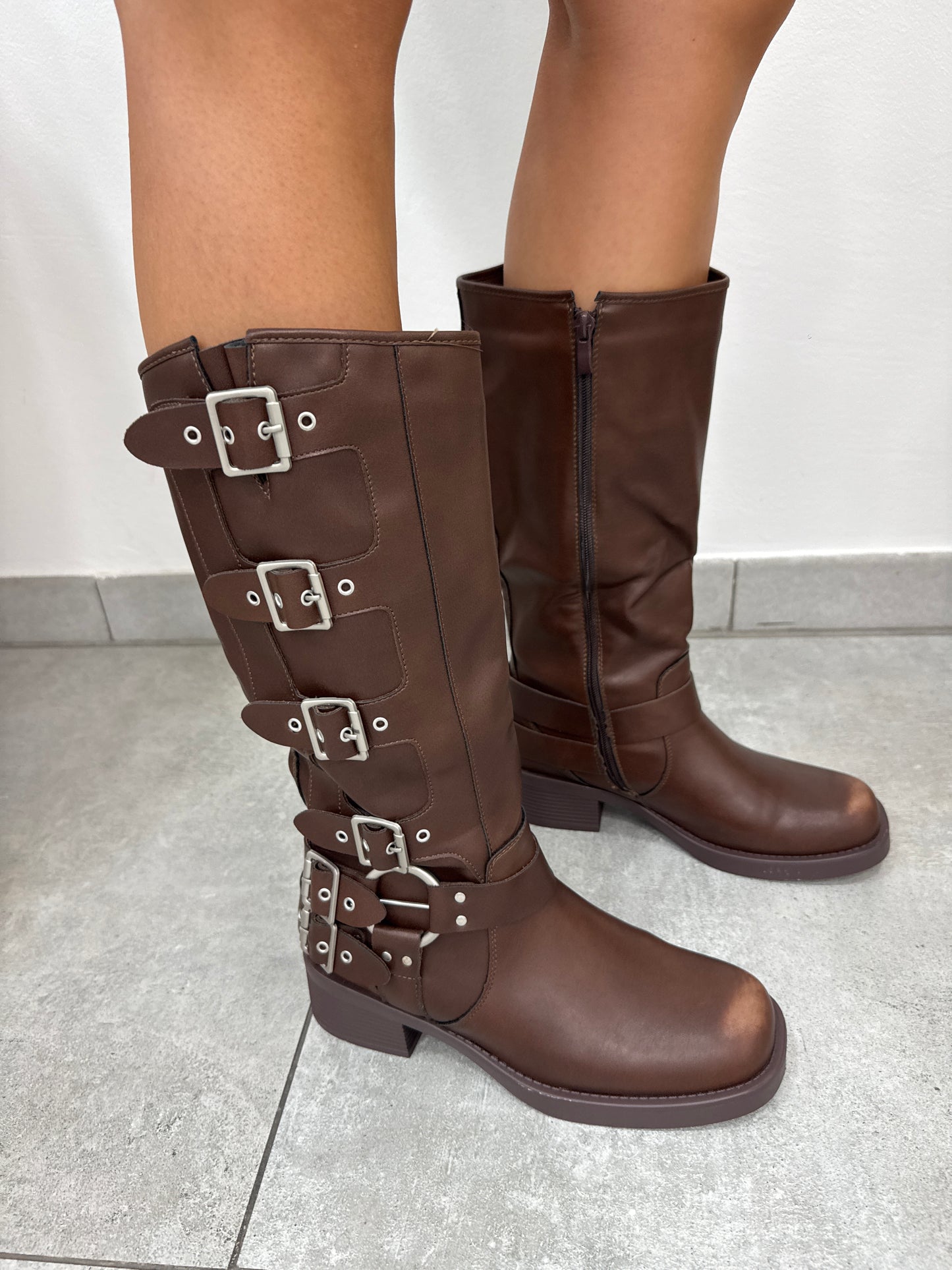 Stivali Biker Marroni