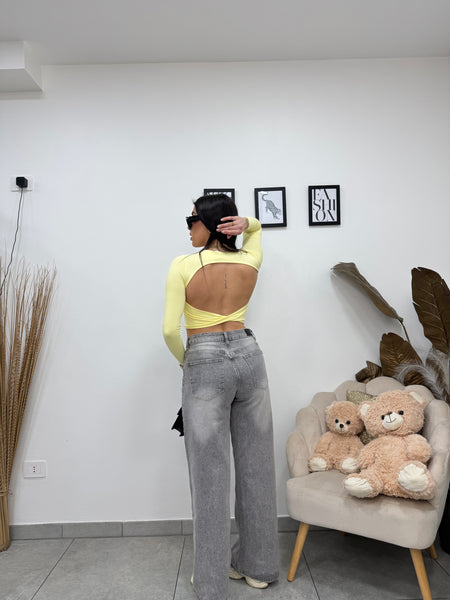 Maglia Crop Kendall Gialla
