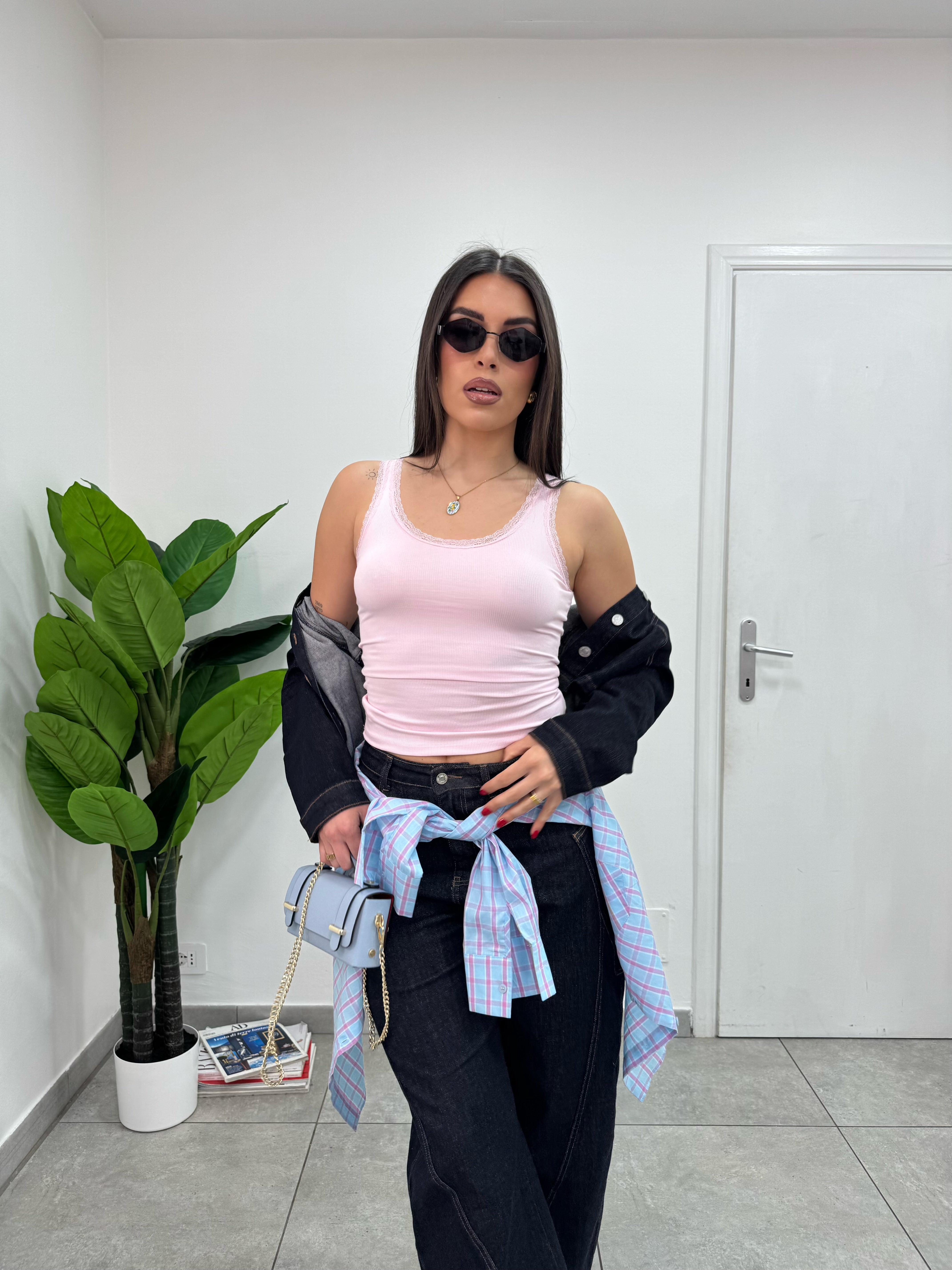 Canotta Pizzo Rosa