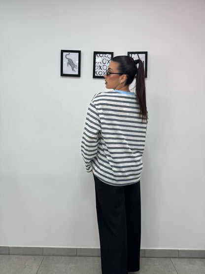 Longsleeve Righe Celeste