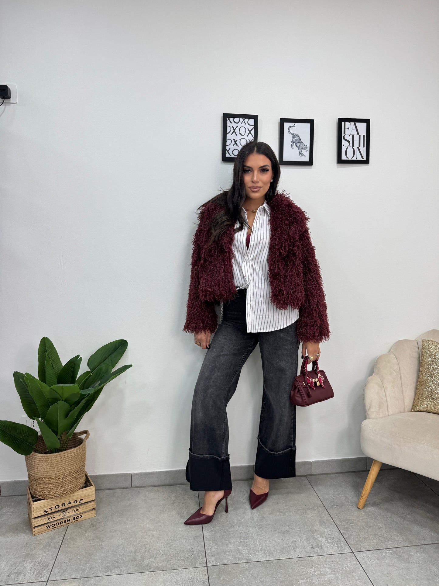 Ecopelliccia Crazy Bordeaux