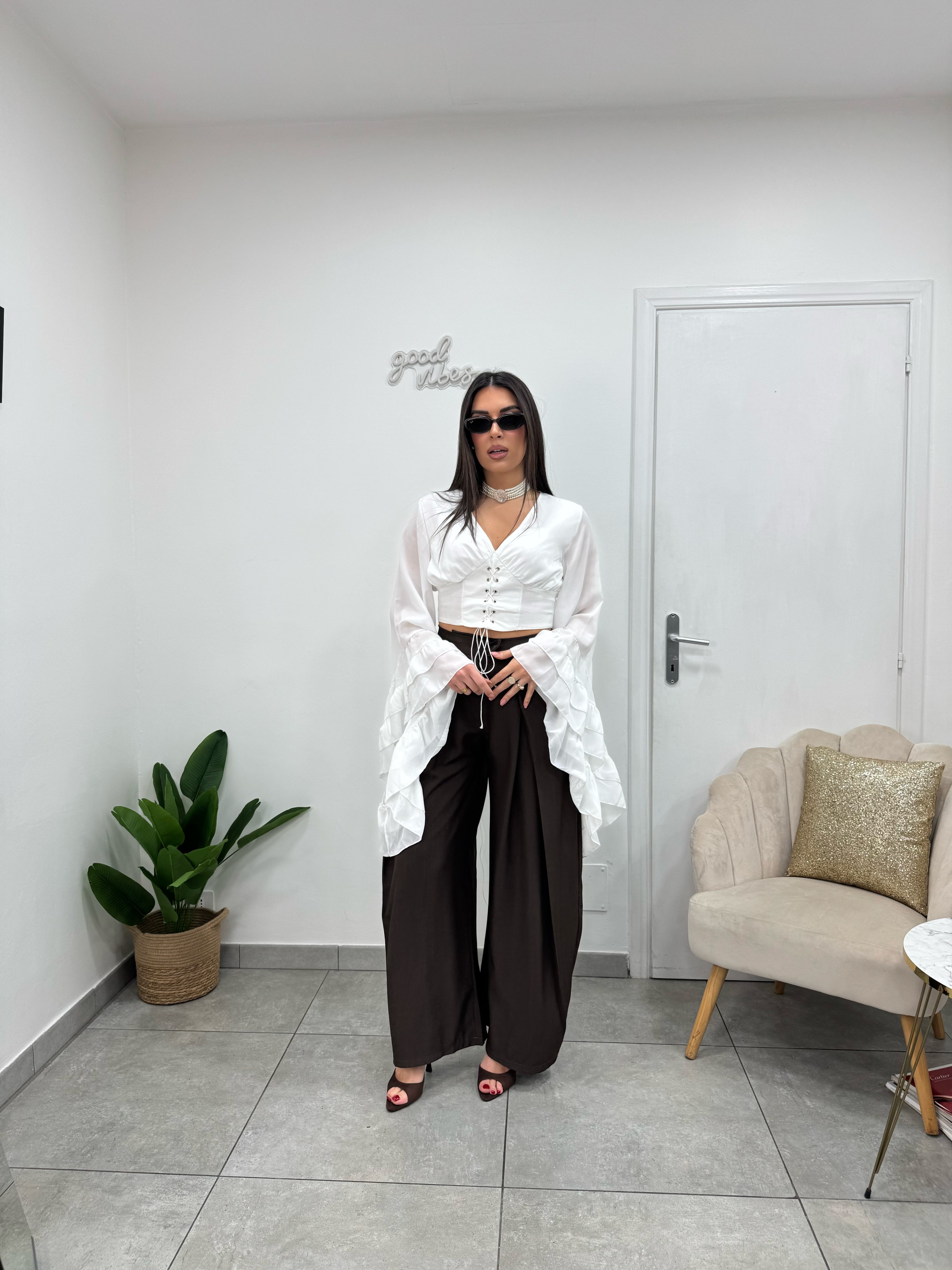 Camicia Crop Yasmine Bianca
