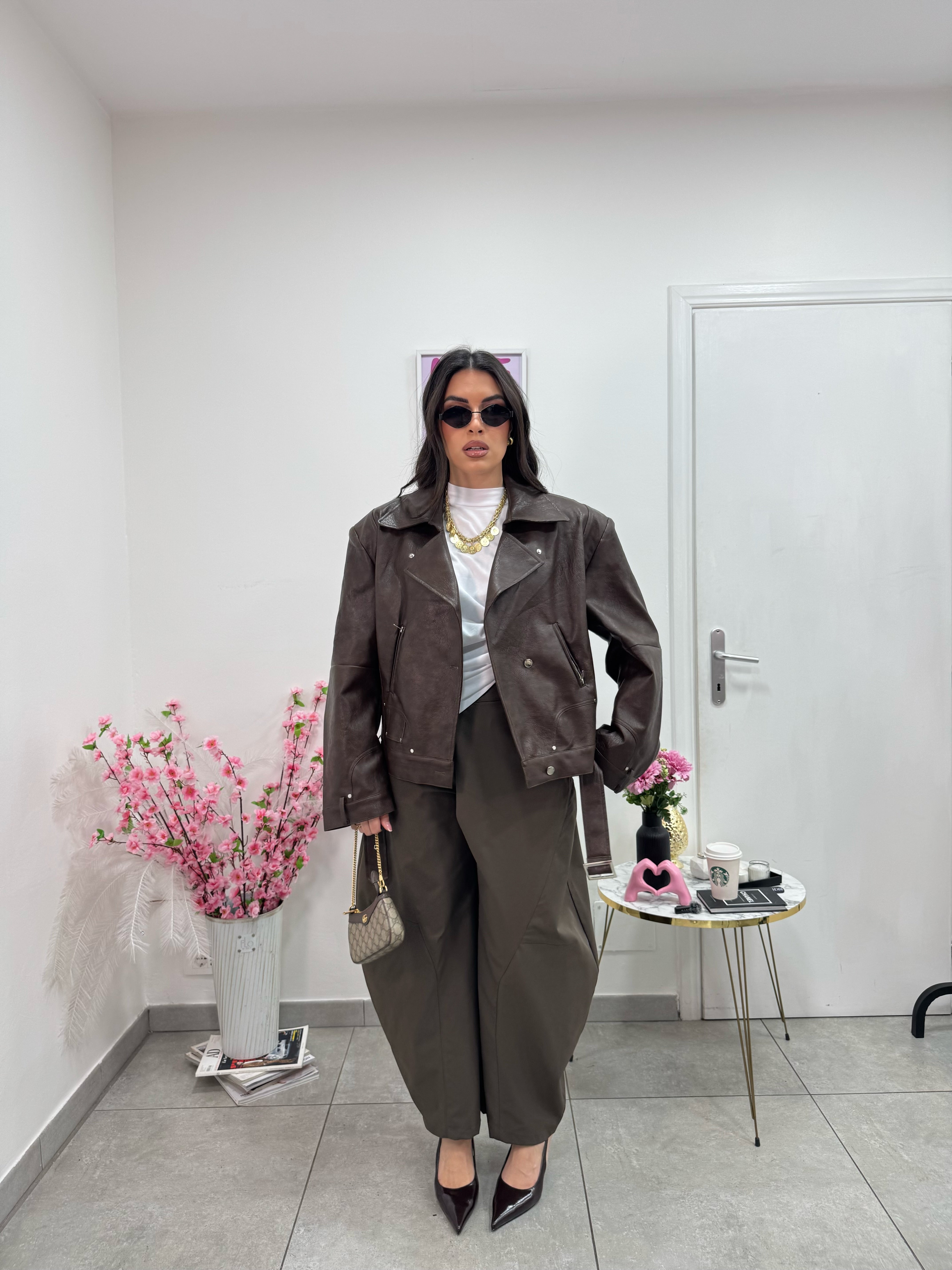 Giacca Ecopelle Strong Marrone