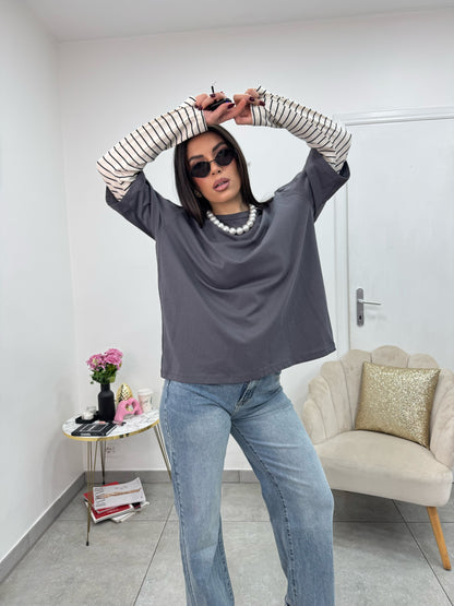 Double Longsleeve Grigia